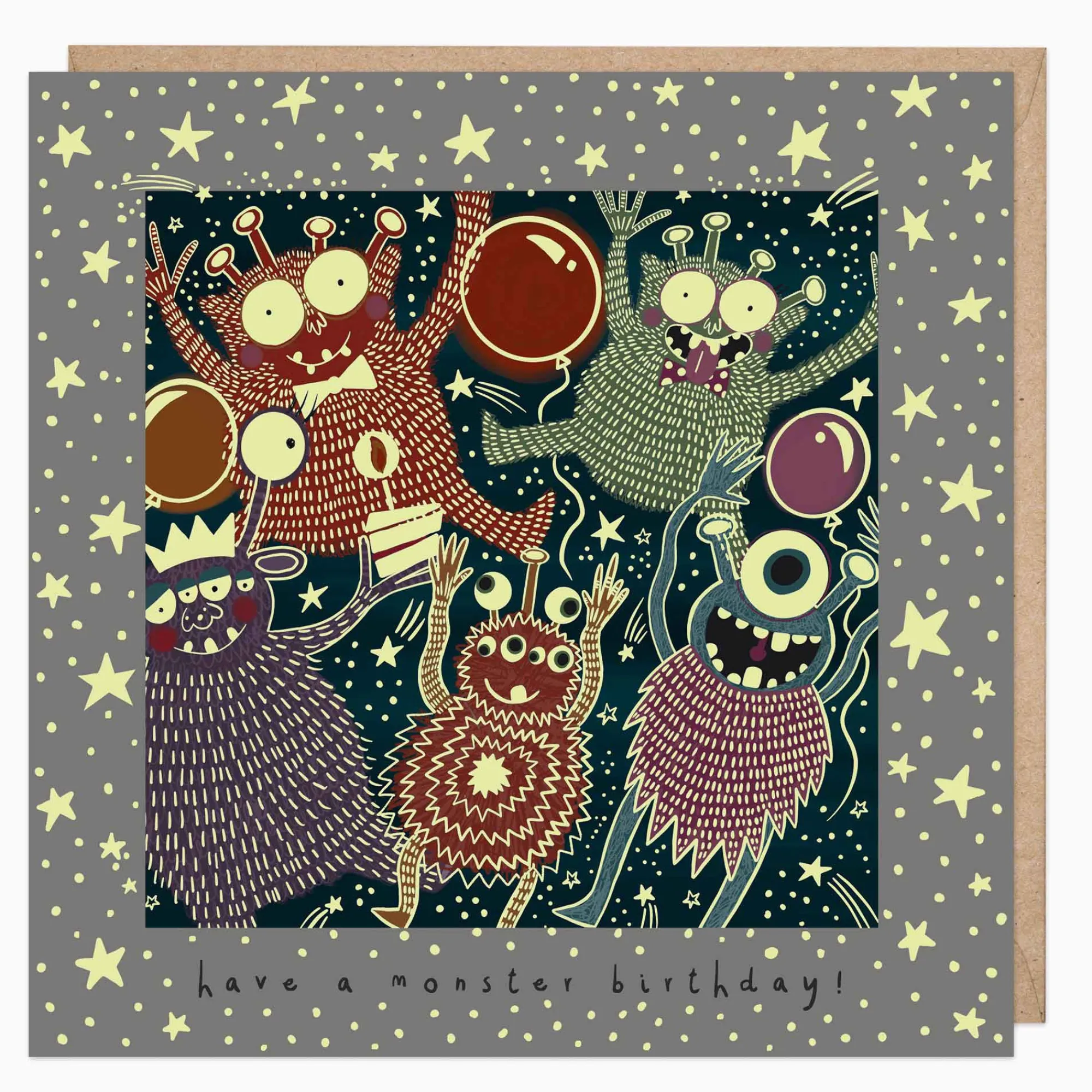 Birthday|For Children*Whistlefish Glow In Dark Monster Birthday Card