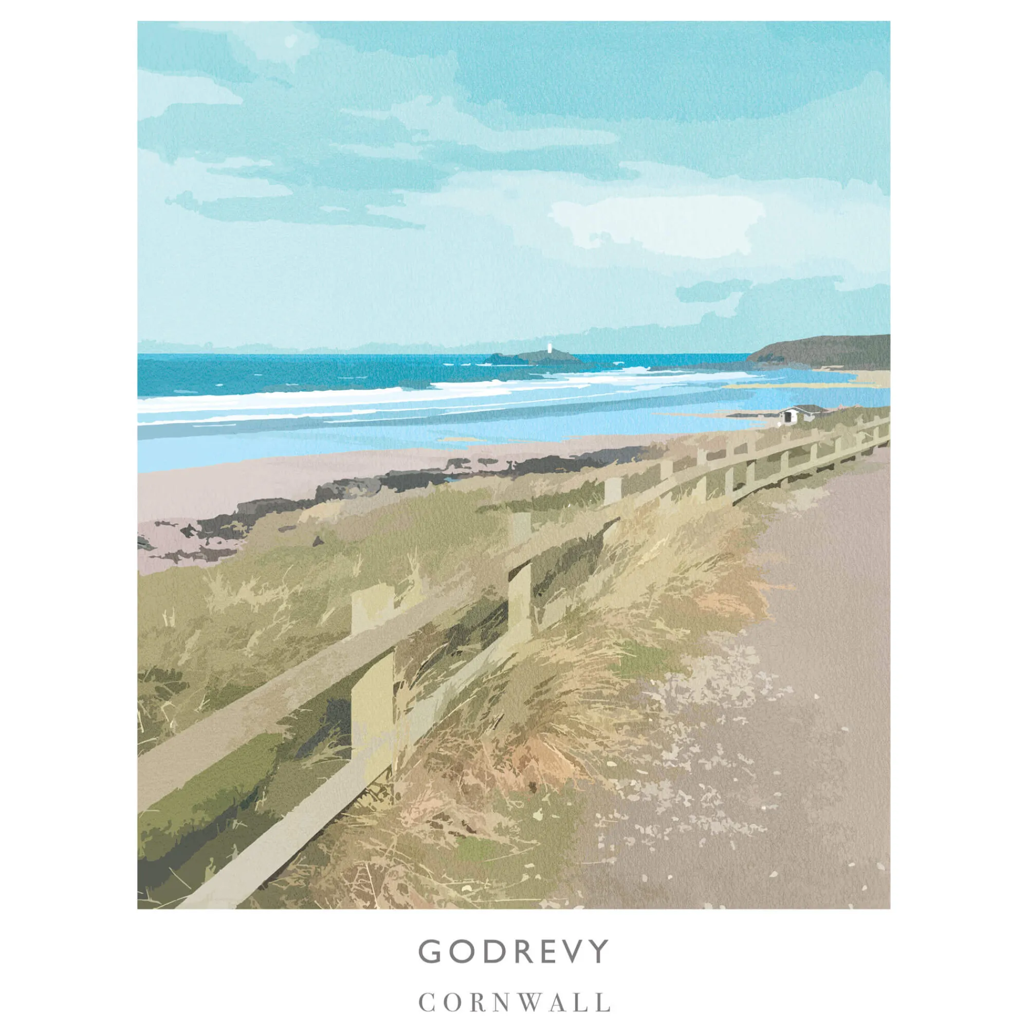 Unframed Prints*Whistlefish Godrevy Travel Art Print