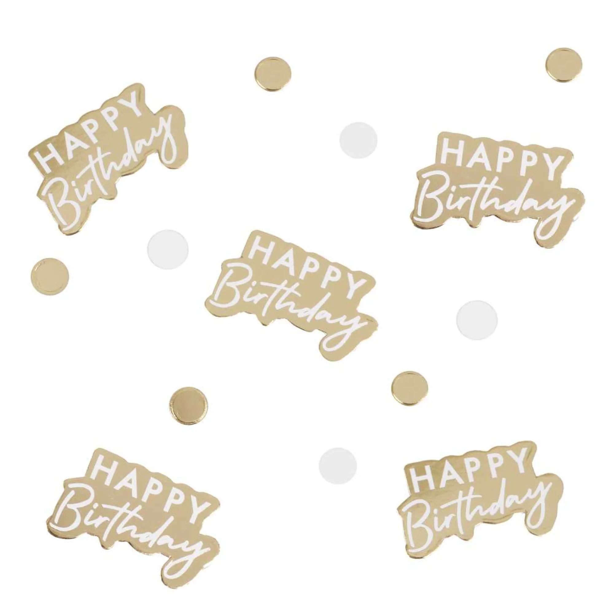 Confetti|Birthday*Whistlefish Gold And White Happy Birthday Confetti