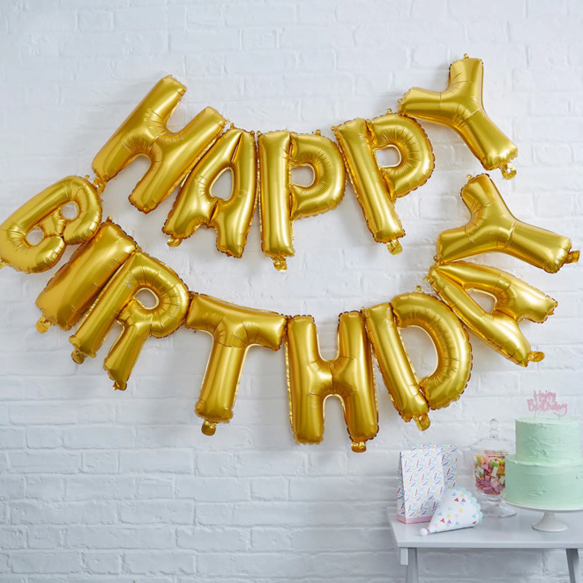 Bunting & Garlands|Balloons*Whistlefish Gold Happy Birthday Foil Balloon Bunting