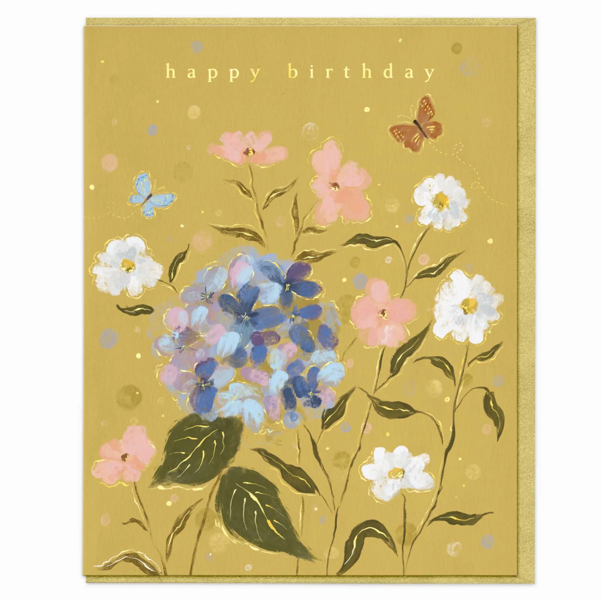 Birthday|For Her*Whistlefish Golden Hydrangea Birthday Card