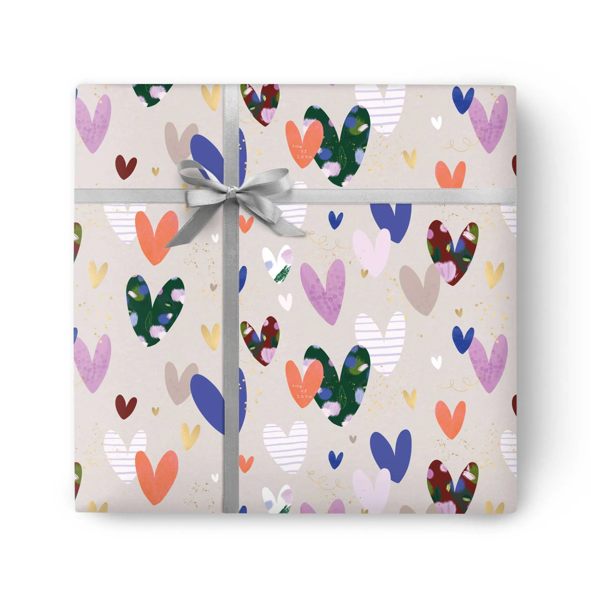 Gift Wrap|Birthday*Whistlefish Grey Heart Wrapping Paper
