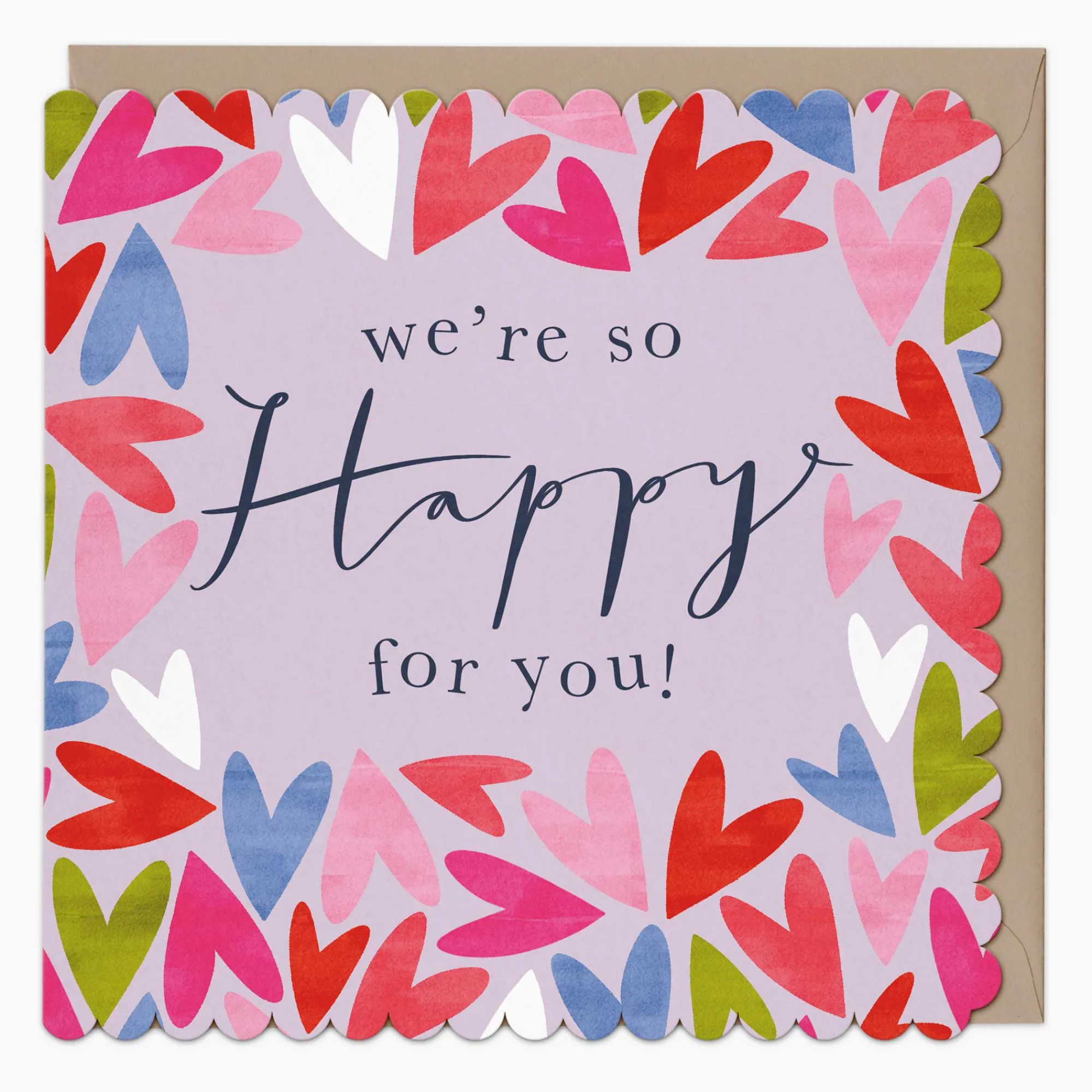 Thinking Of You*Whistlefish Happy For You Hearts Scalloped Card