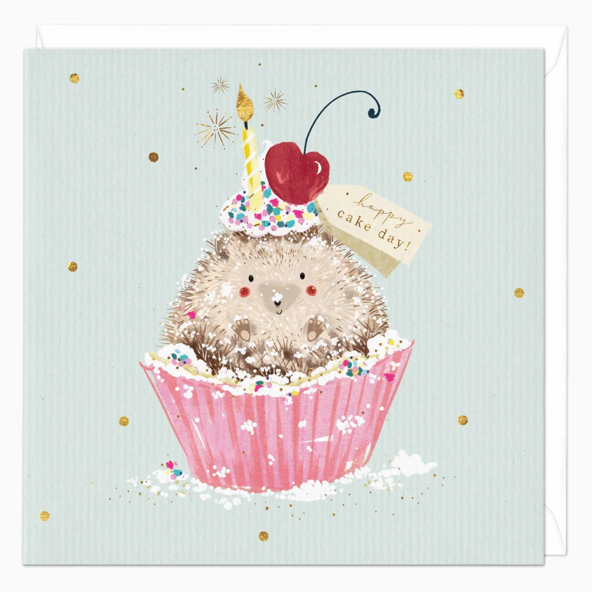 Birthday|For Her*Whistlefish Hedgehog In Cupcake Birthday Card