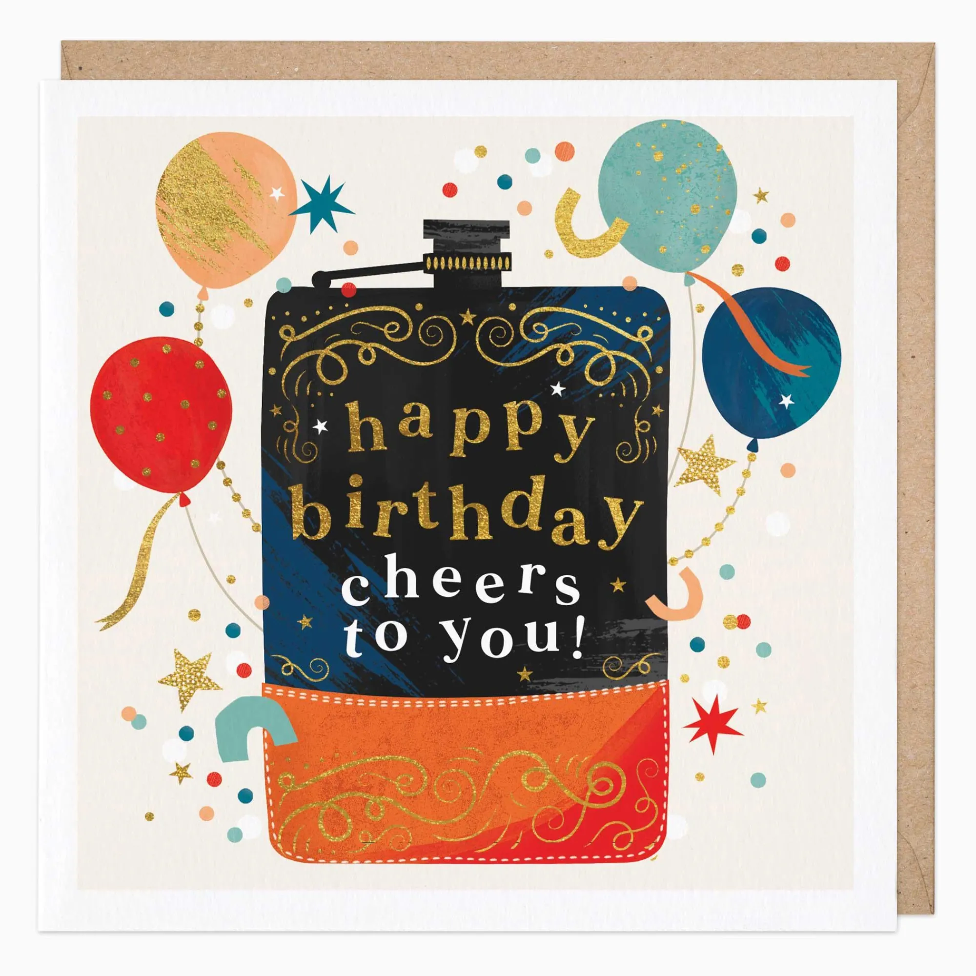 Birthday*Whistlefish Hipflask Cheers Birthday Card