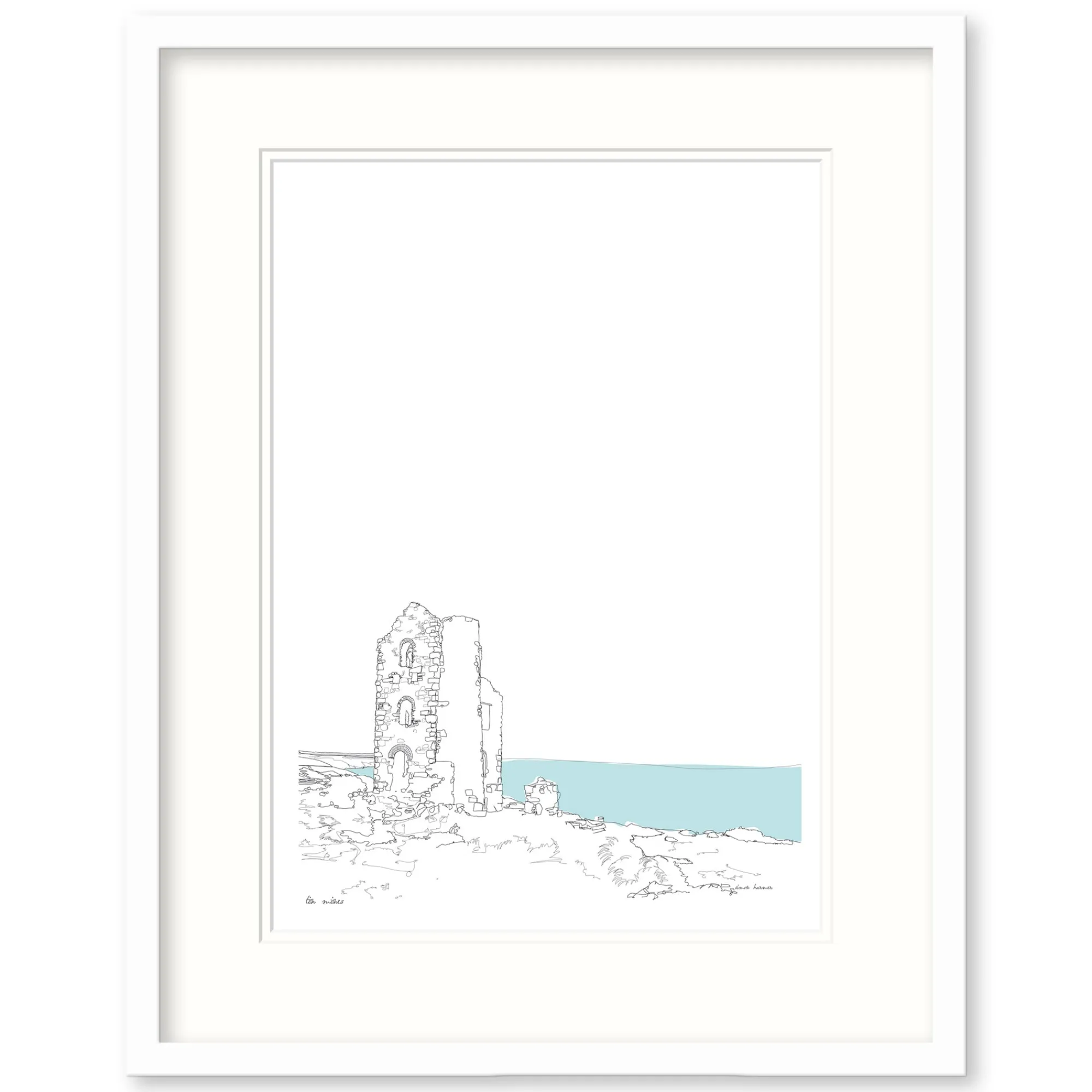 Cornwall|Coastal Scenes*Whistlefish Historic Tin Mine Small Framed Print