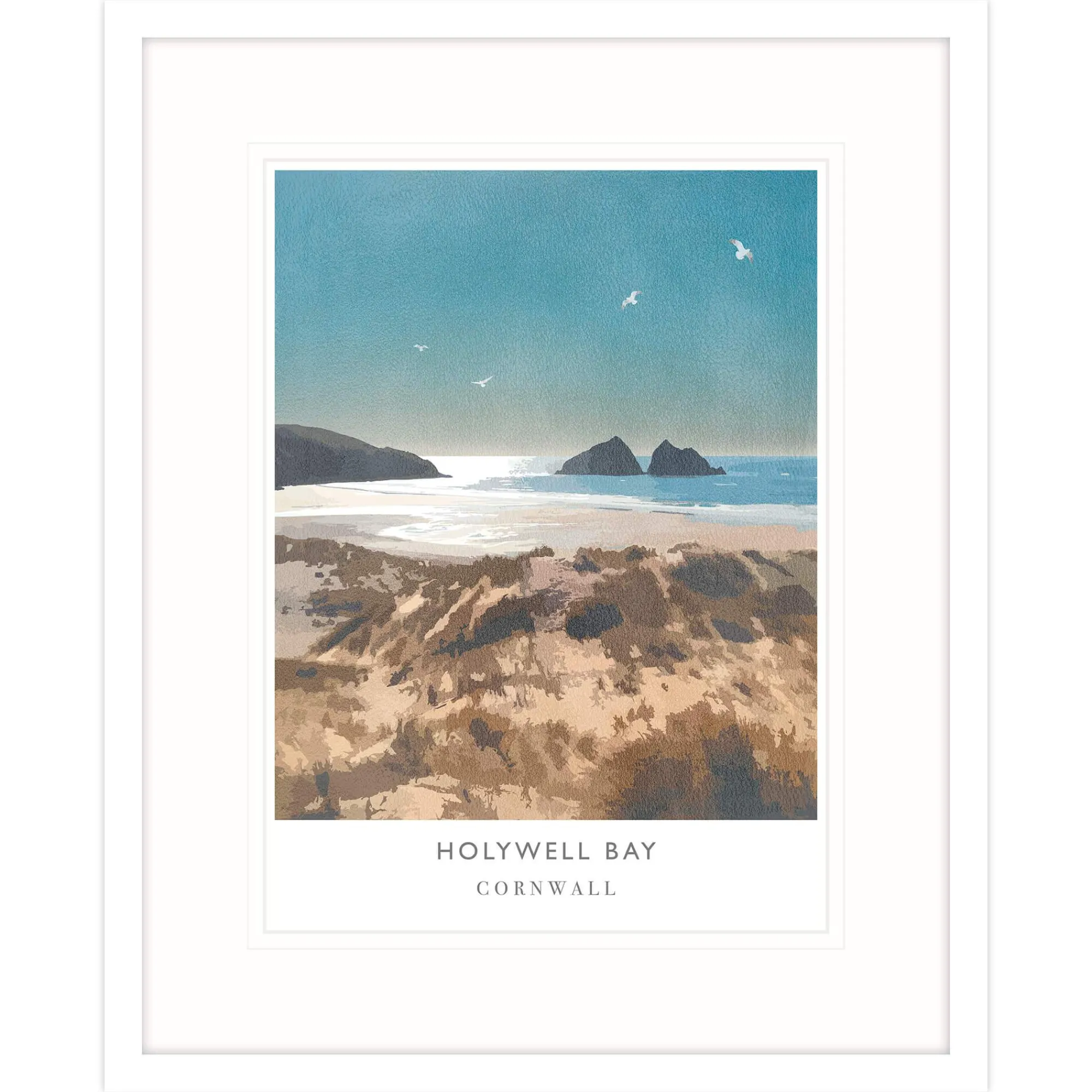 Cornwall|Travel*Whistlefish Holywell Bay Large Framed Print