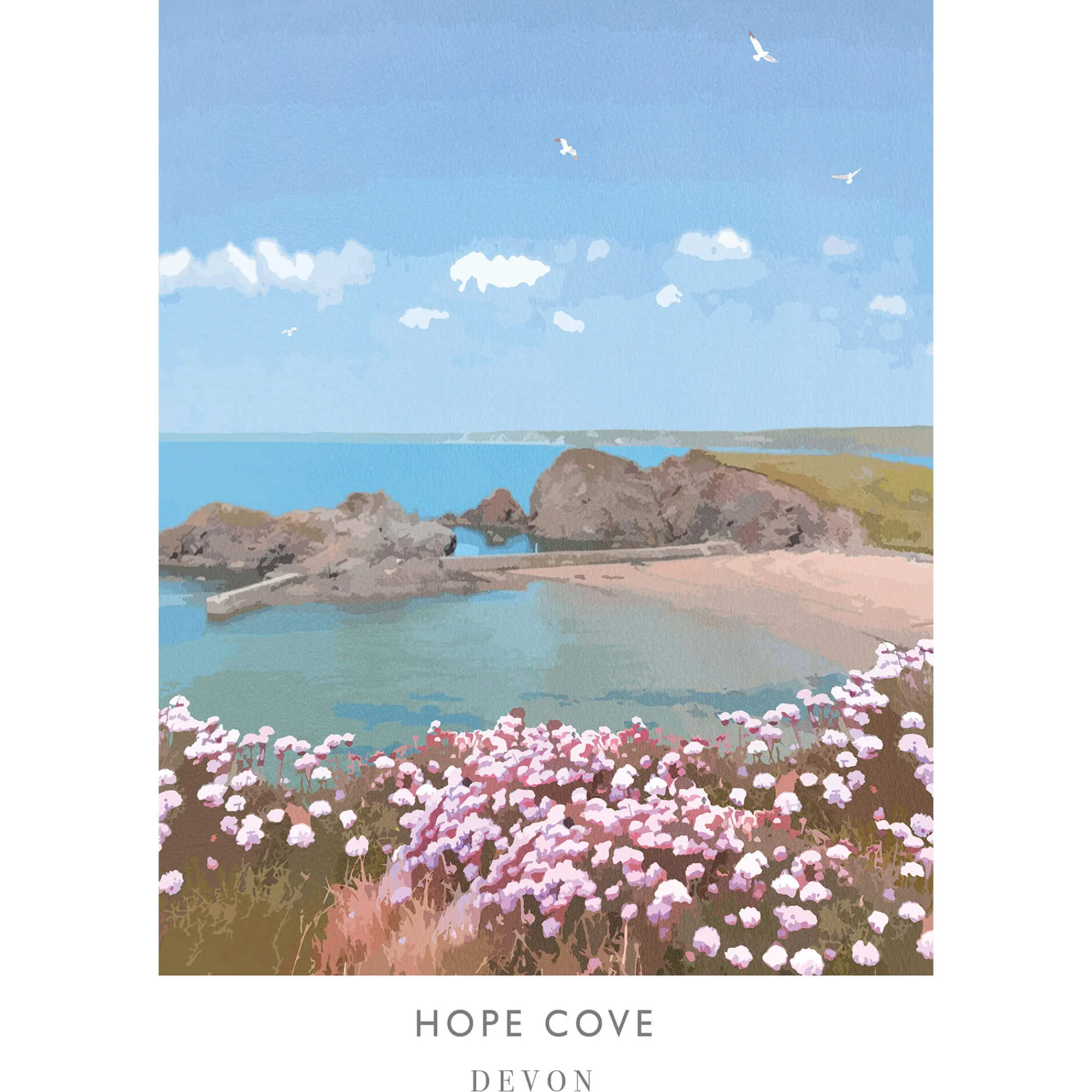 Unframed Prints*Whistlefish Hope Cove Large Travel Art Print