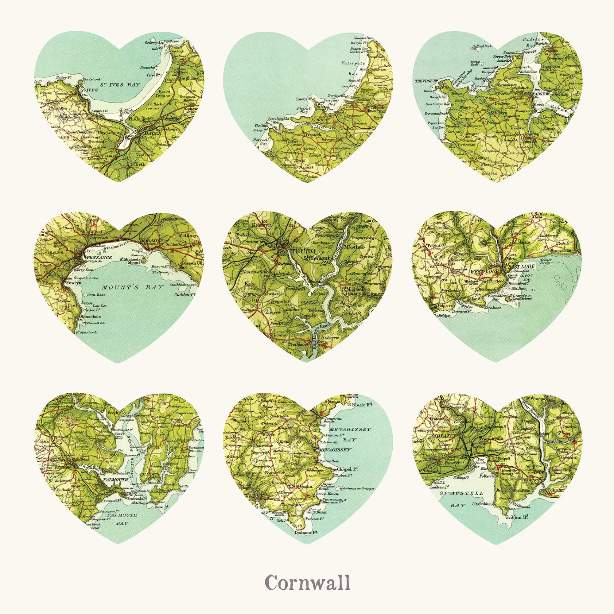 Unframed Prints*Whistlefish I Love Cornwall Art Print