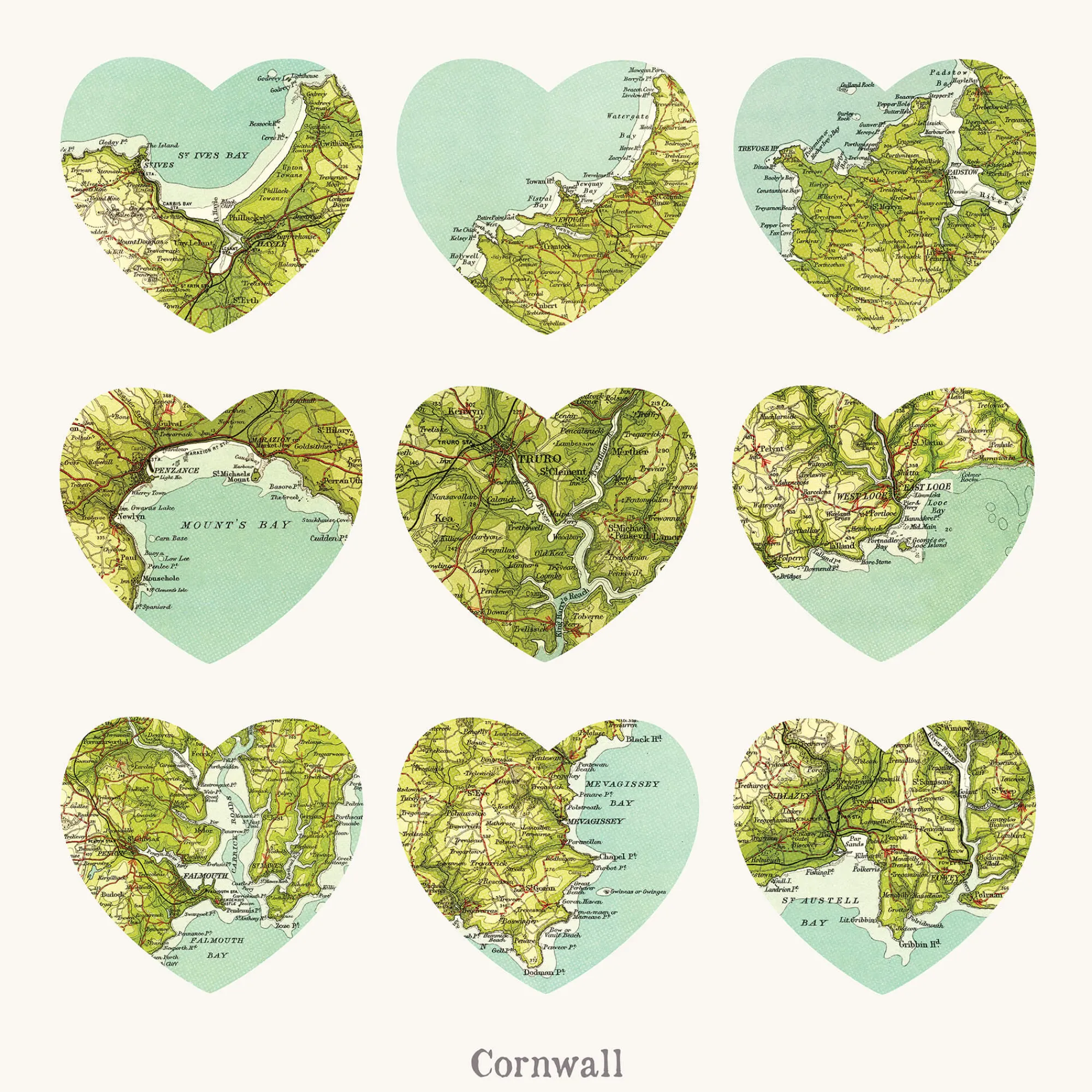 Unframed Prints*Whistlefish I Love Cornwall Large Art Print
