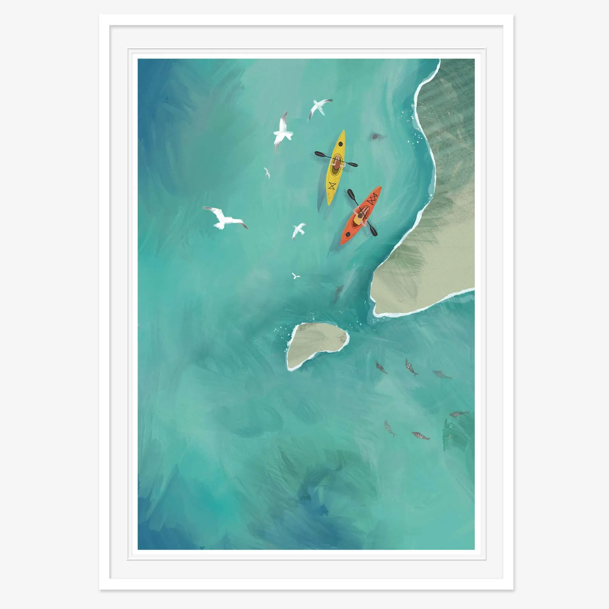 Coastal Scenes|Framed Prints*Whistlefish Kayakers Framed Large Print