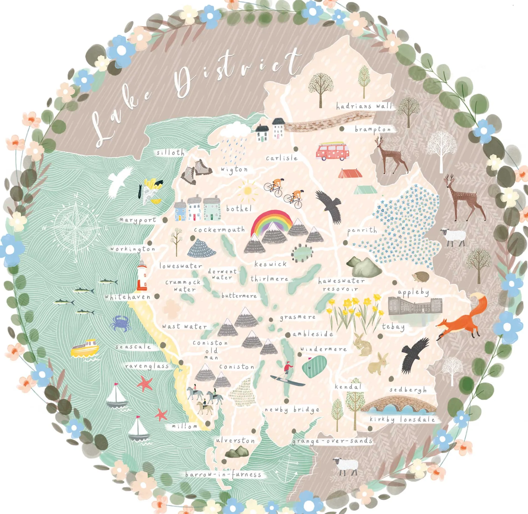 Unframed Prints*Whistlefish Lake District Map Medium Art Print