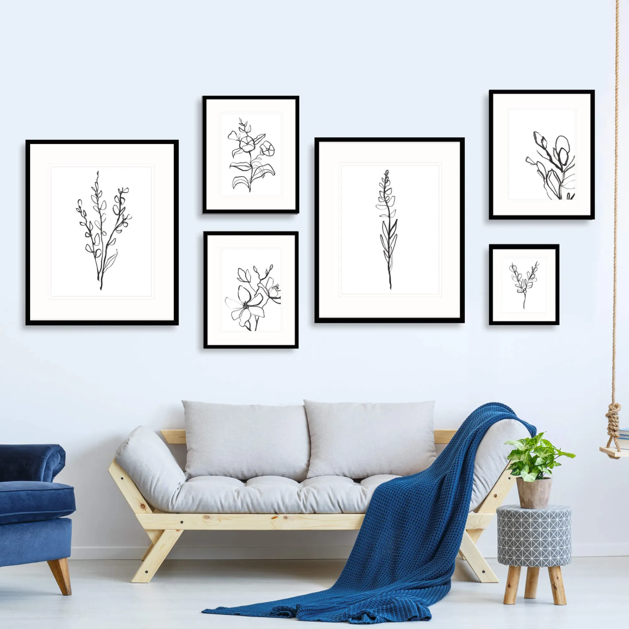 Floral & Flowers|Framed Prints*Whistlefish Leaf Study Black & White Framed Print