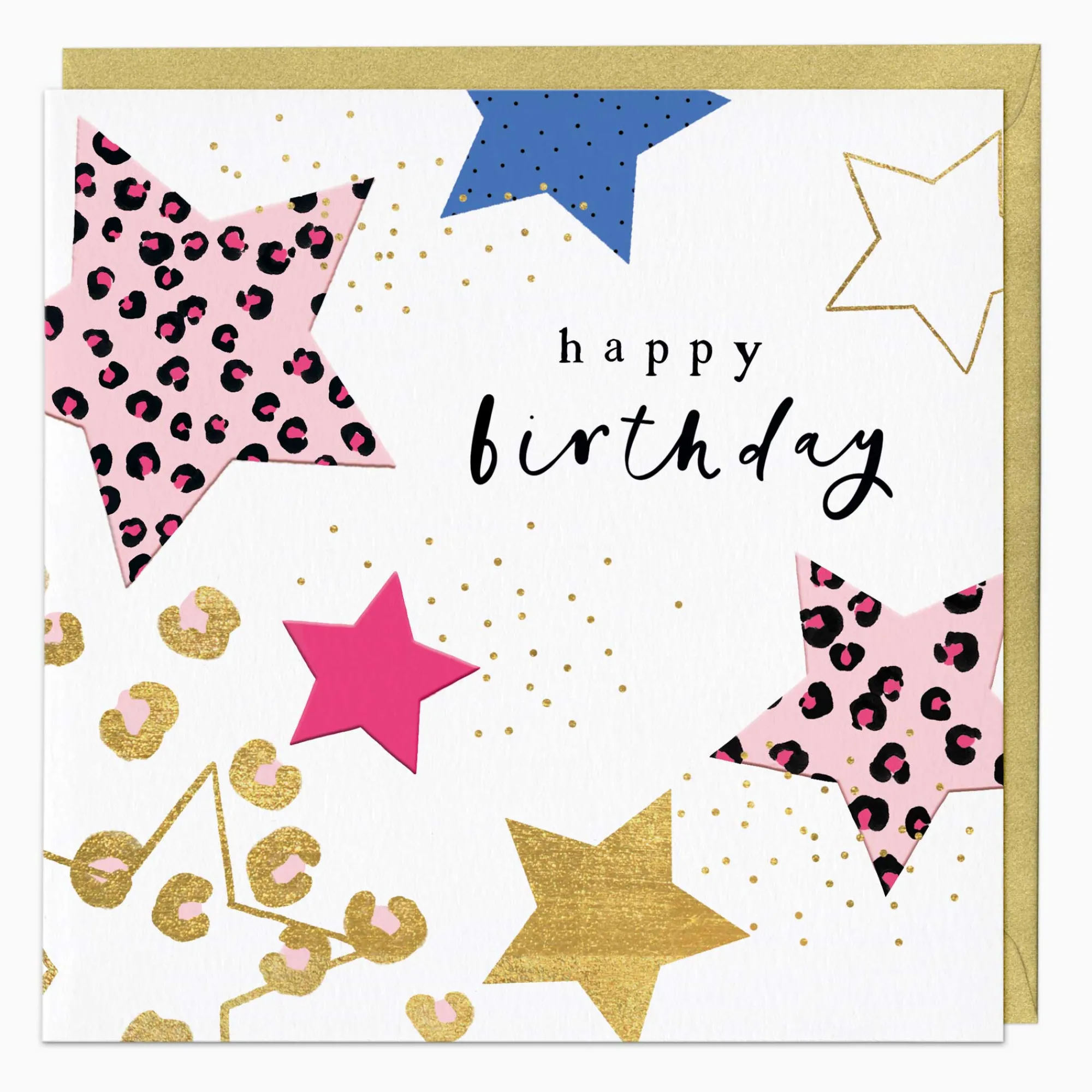 Birthday|For Her*Whistlefish Leopard Print Stars Birthday Card