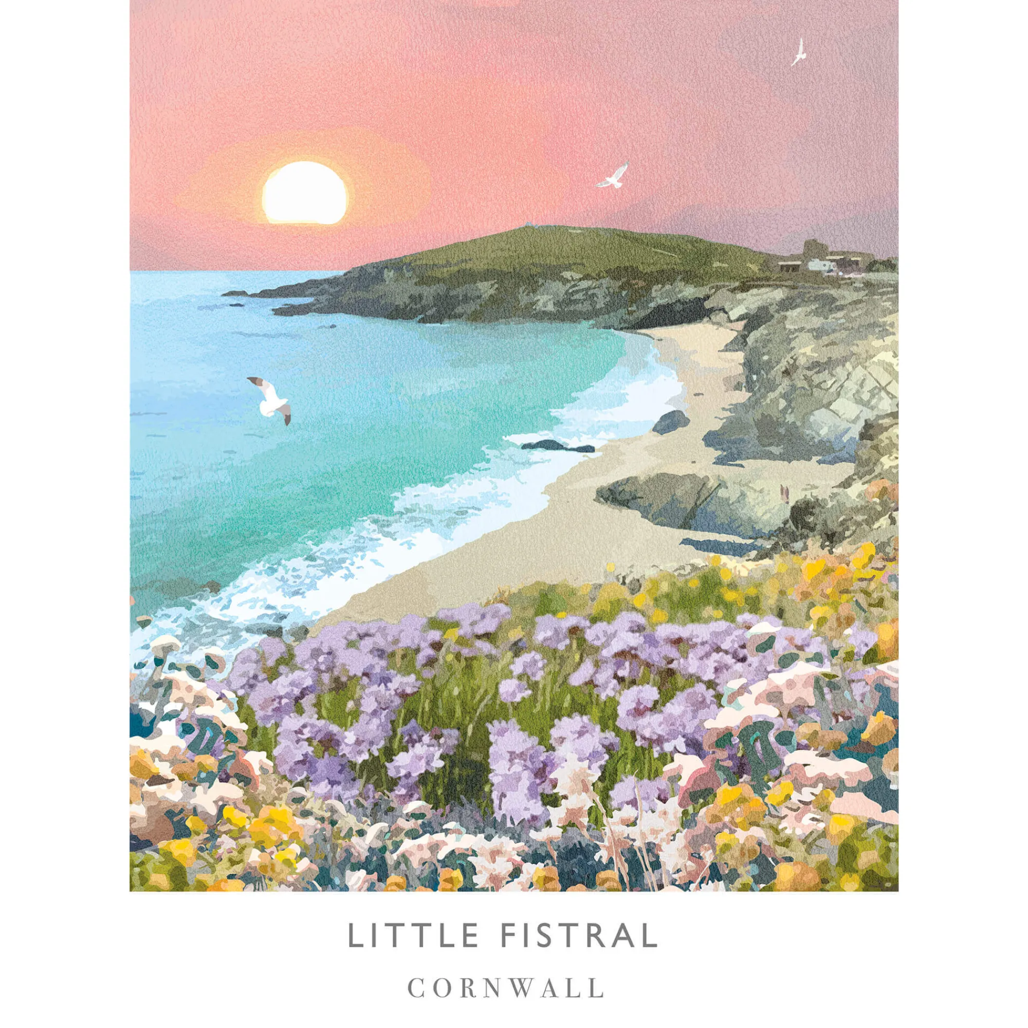Unframed Prints*Whistlefish Little Fistral Travel Art Print