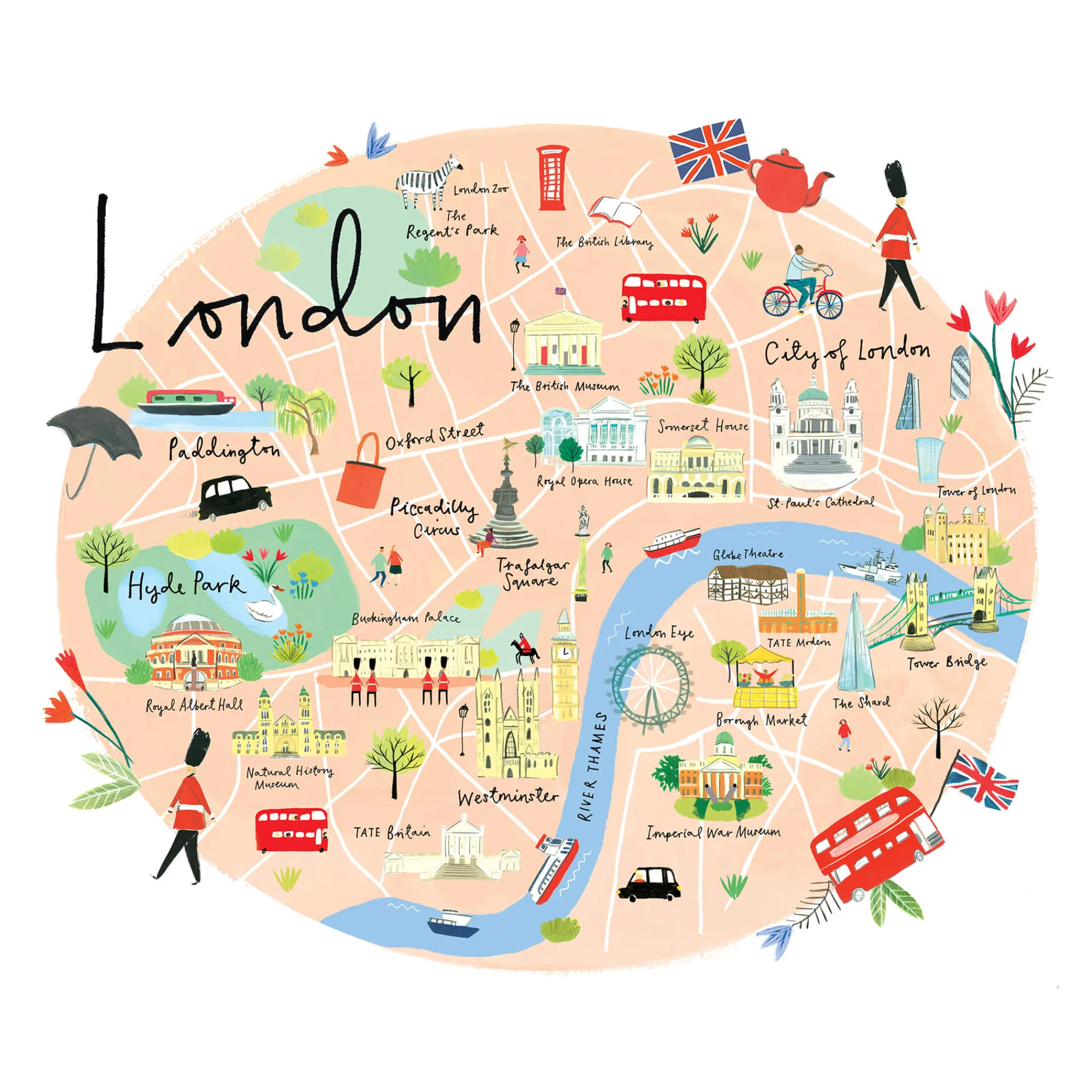 Unframed Prints*Whistlefish London Map Art Print Large