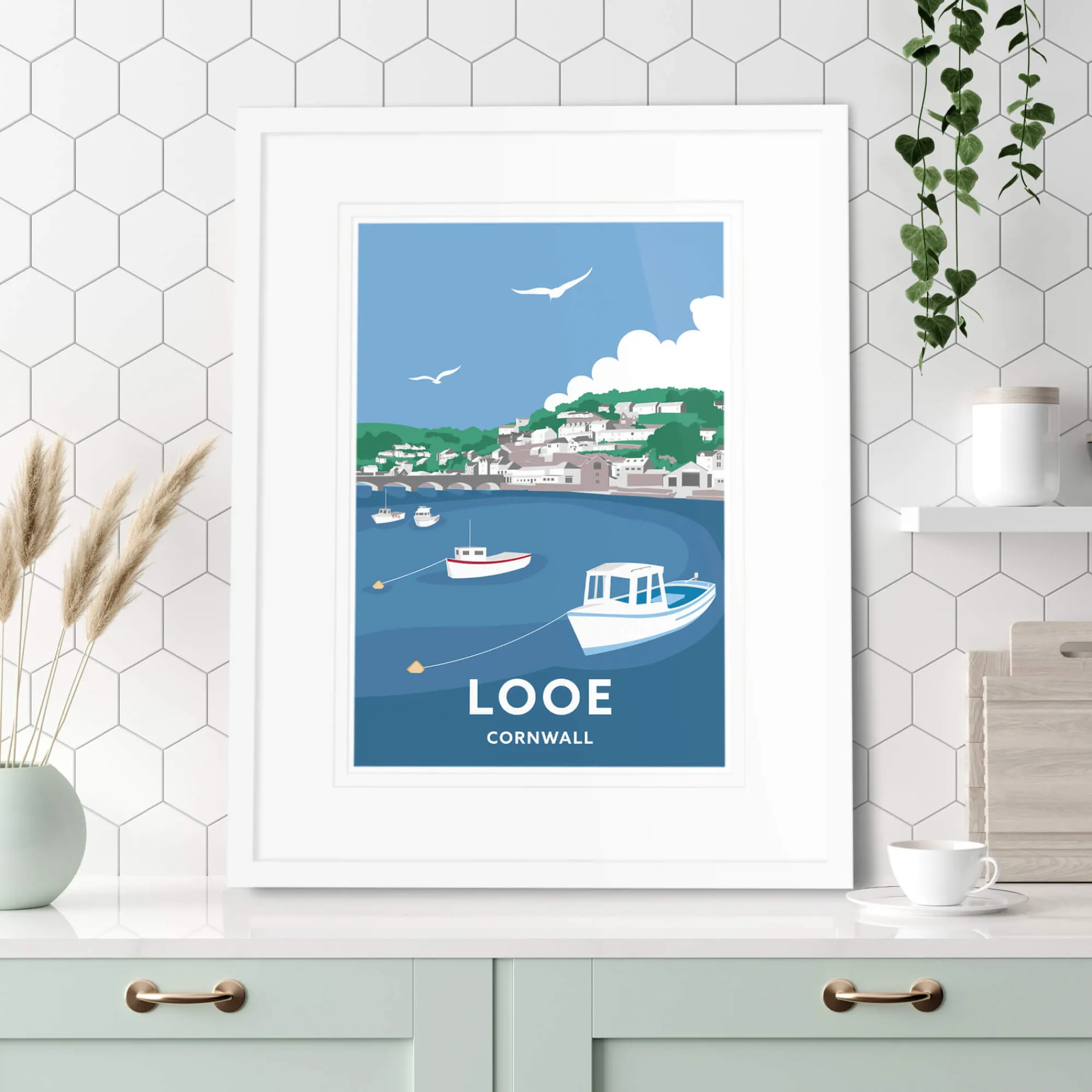 Unframed Prints*Whistlefish Looe Cornwall Travel Art Print