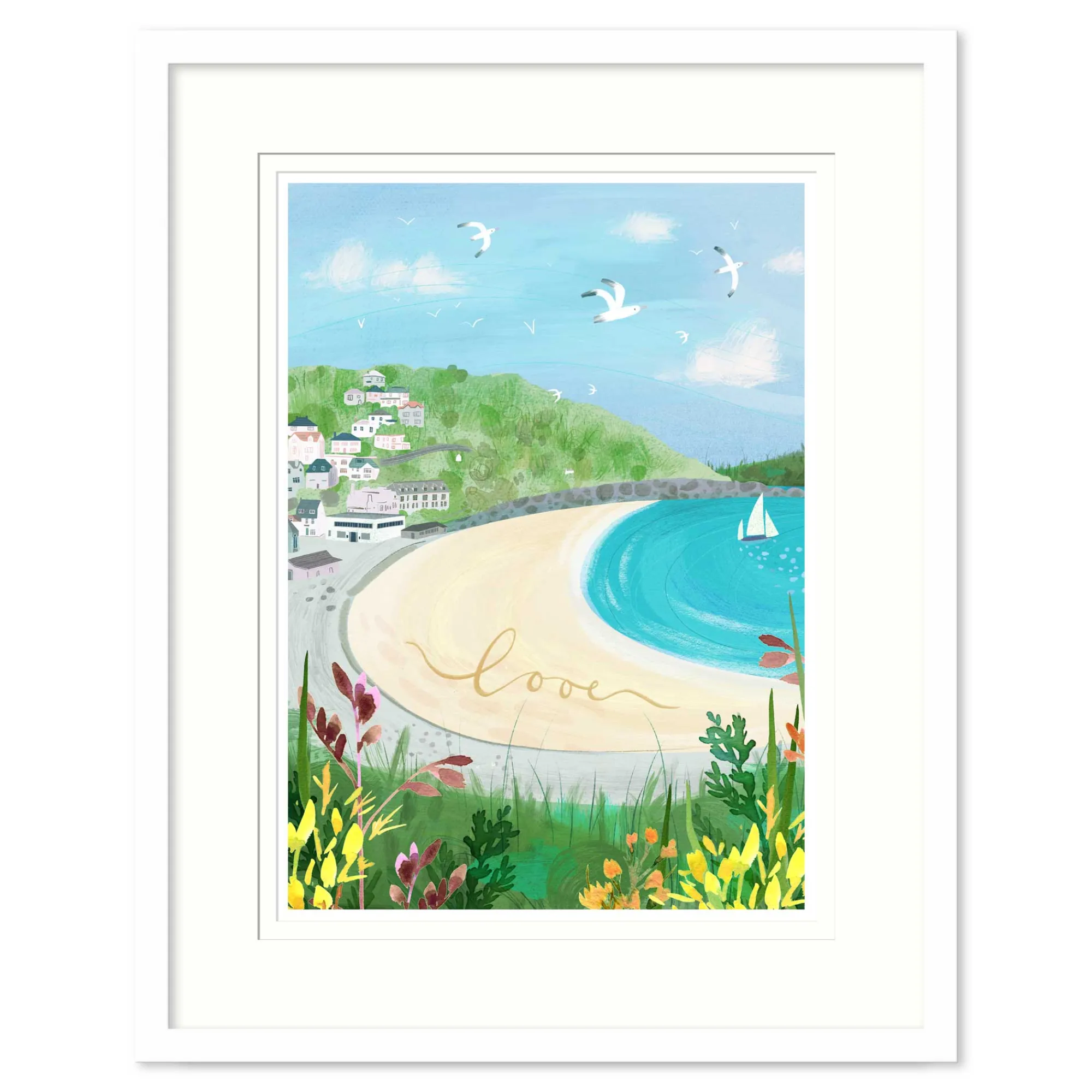Cornwall|Travel*Whistlefish Looe Med Framed Print