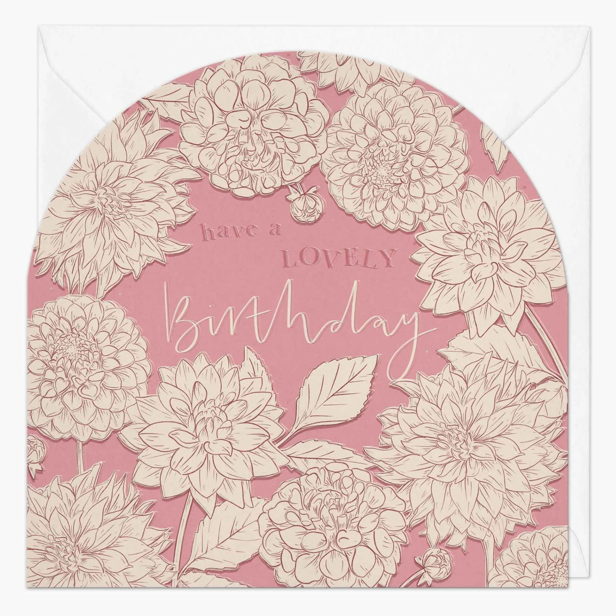 Birthday|For Her*Whistlefish Lovely Dahllias Birthday Arch Card