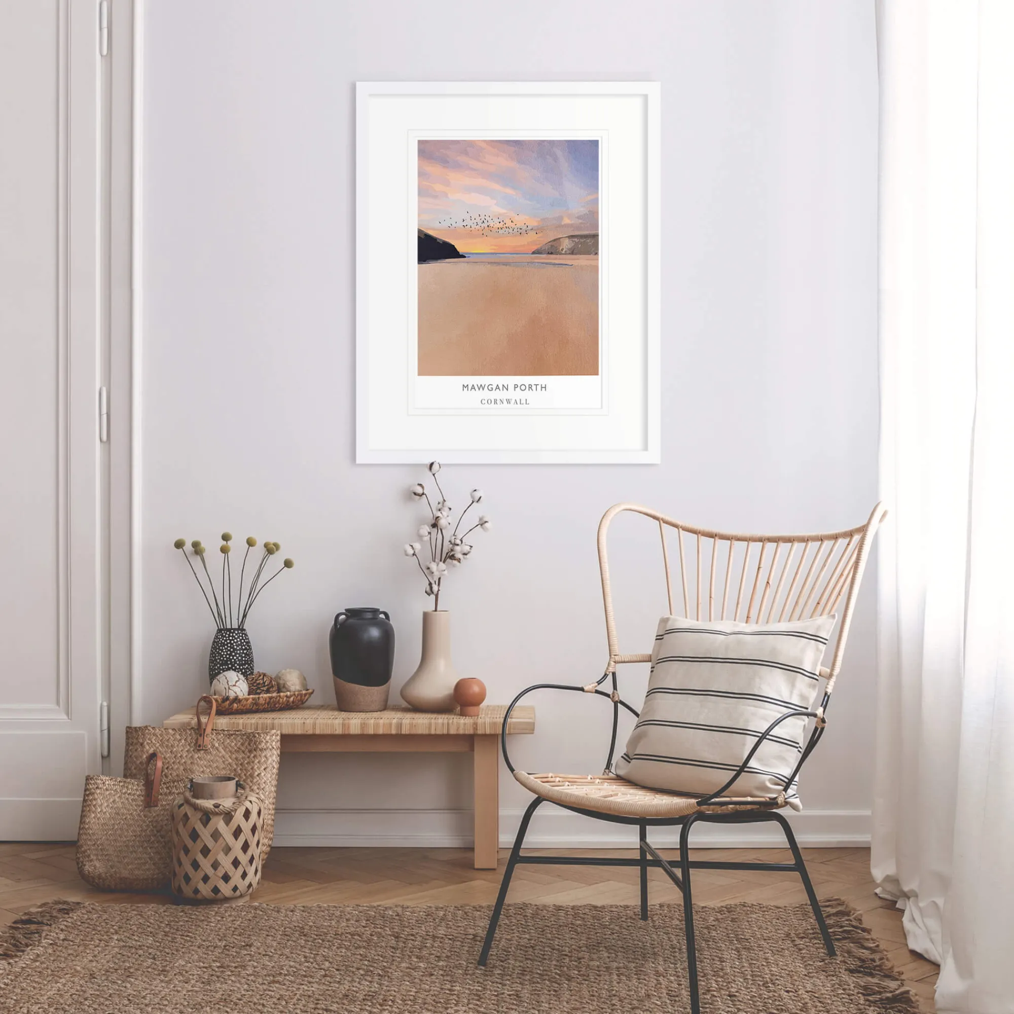 Cornwall|Travel*Whistlefish Mawgan Porth Large Framed Print