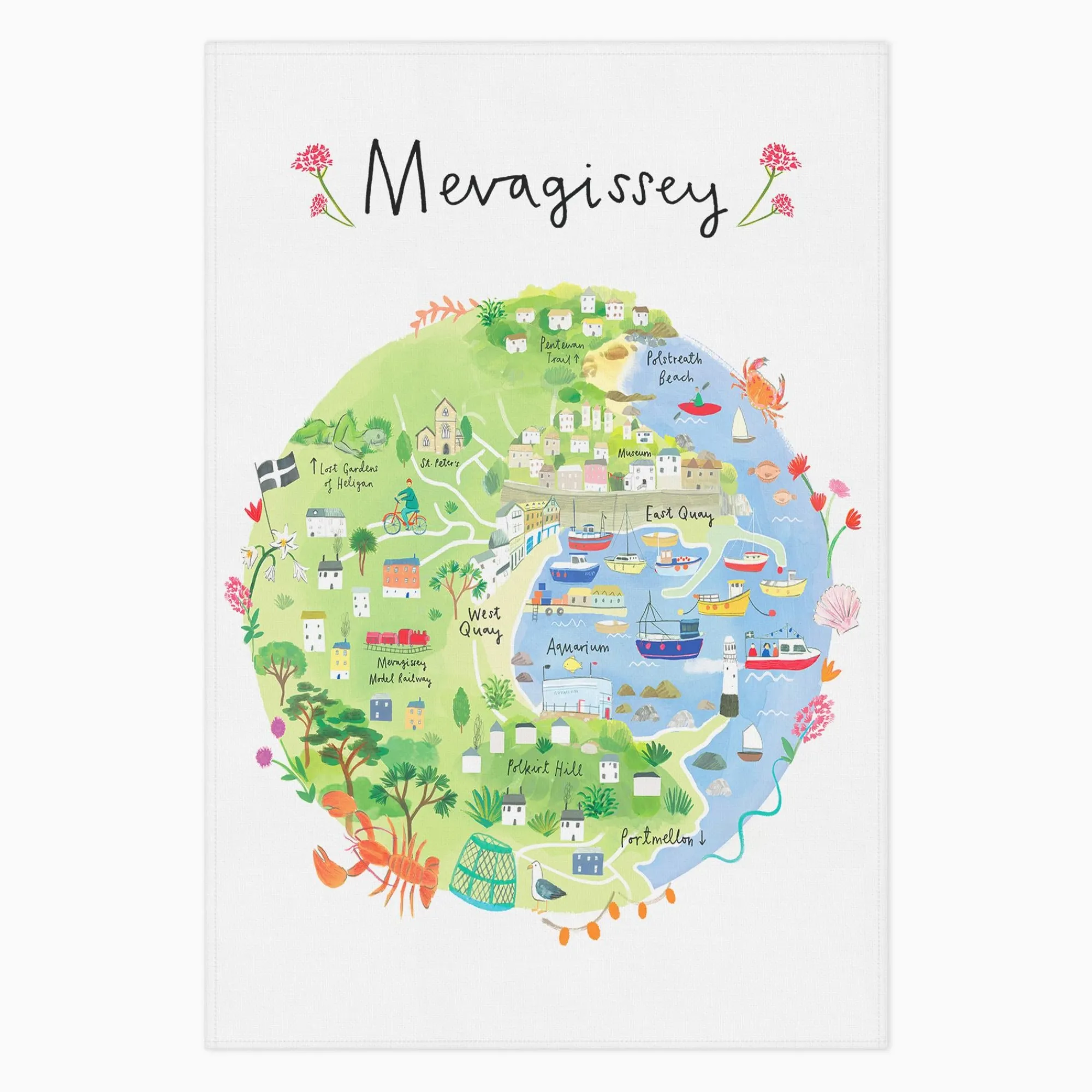 Under £20|Under £10*Whistlefish Mevagissey Map Tea Towel