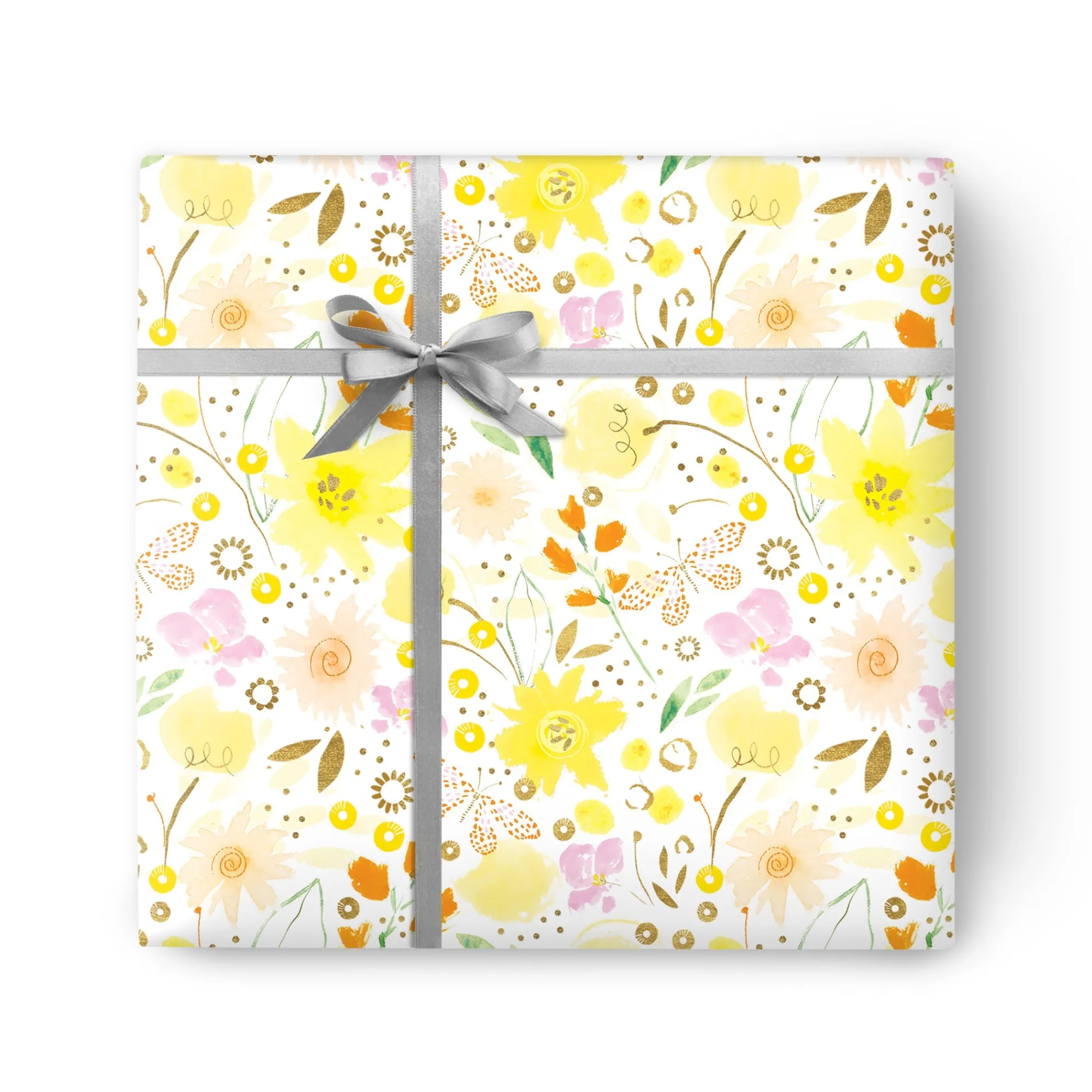 Gift Wrap|Birthday*Whistlefish Mixed Floral Yellow Wrapping Paper