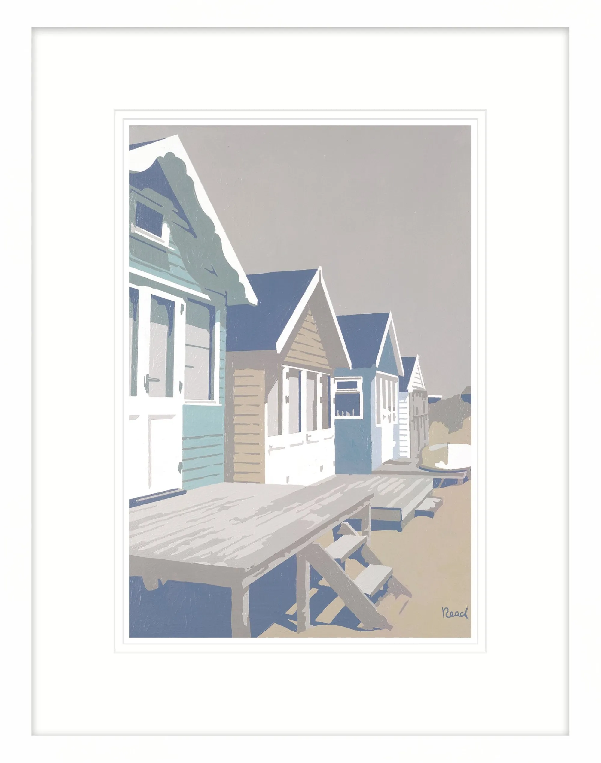 Travel|Framed Prints*Whistlefish Mudeford Huts Blue Framed Print
