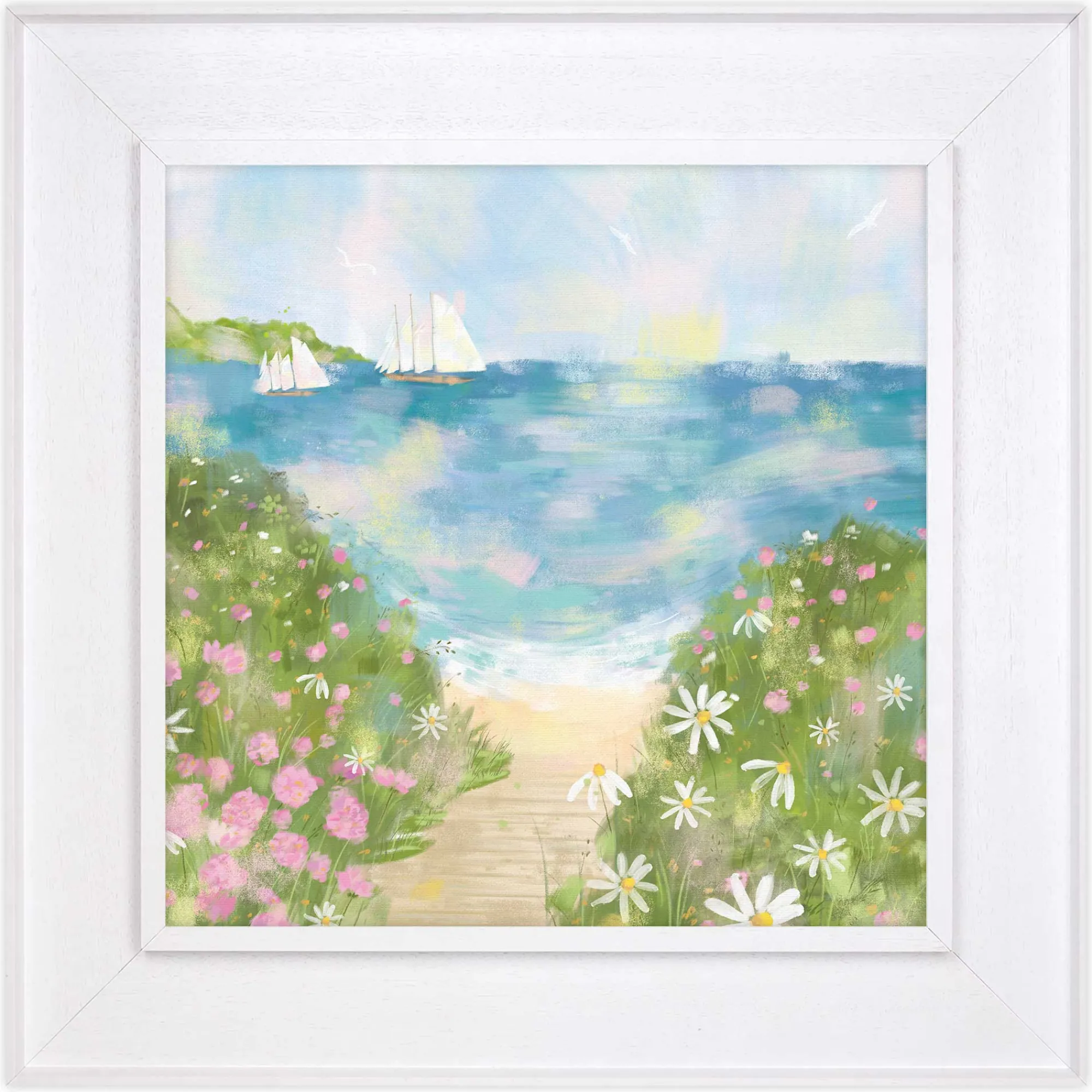Cornwall|Floral & Flowers*Whistlefish Nansidwell Beach Tray Framed Canvas