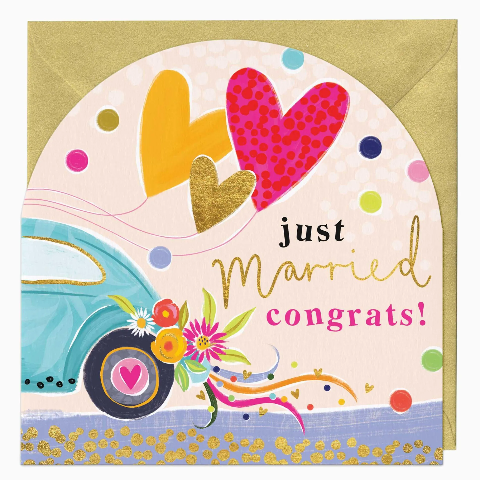Wedding*Whistlefish Neon Just Married Arch Card