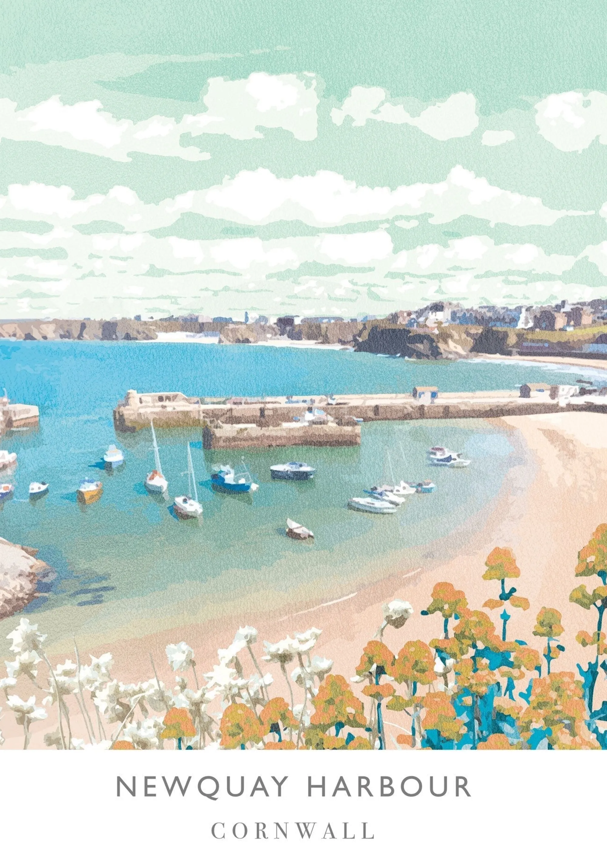 Unframed Prints*Whistlefish Newquay Harbour Art Print