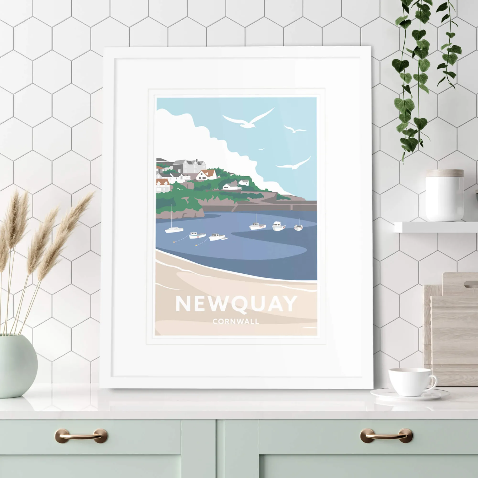 Unframed Prints*Whistlefish Newquay Harbour Cornwall Travel Art Print