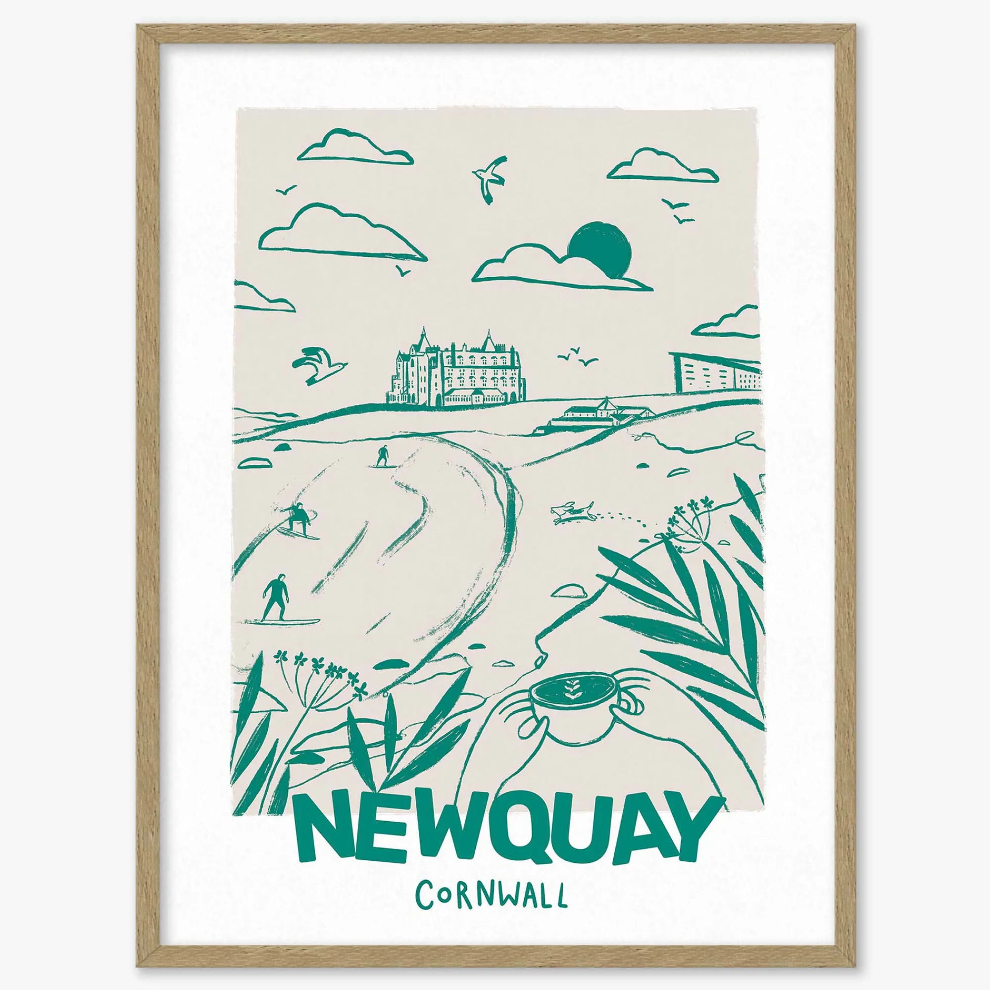 Newquay|Cornwall*Whistlefish Newquay Large Framed Print