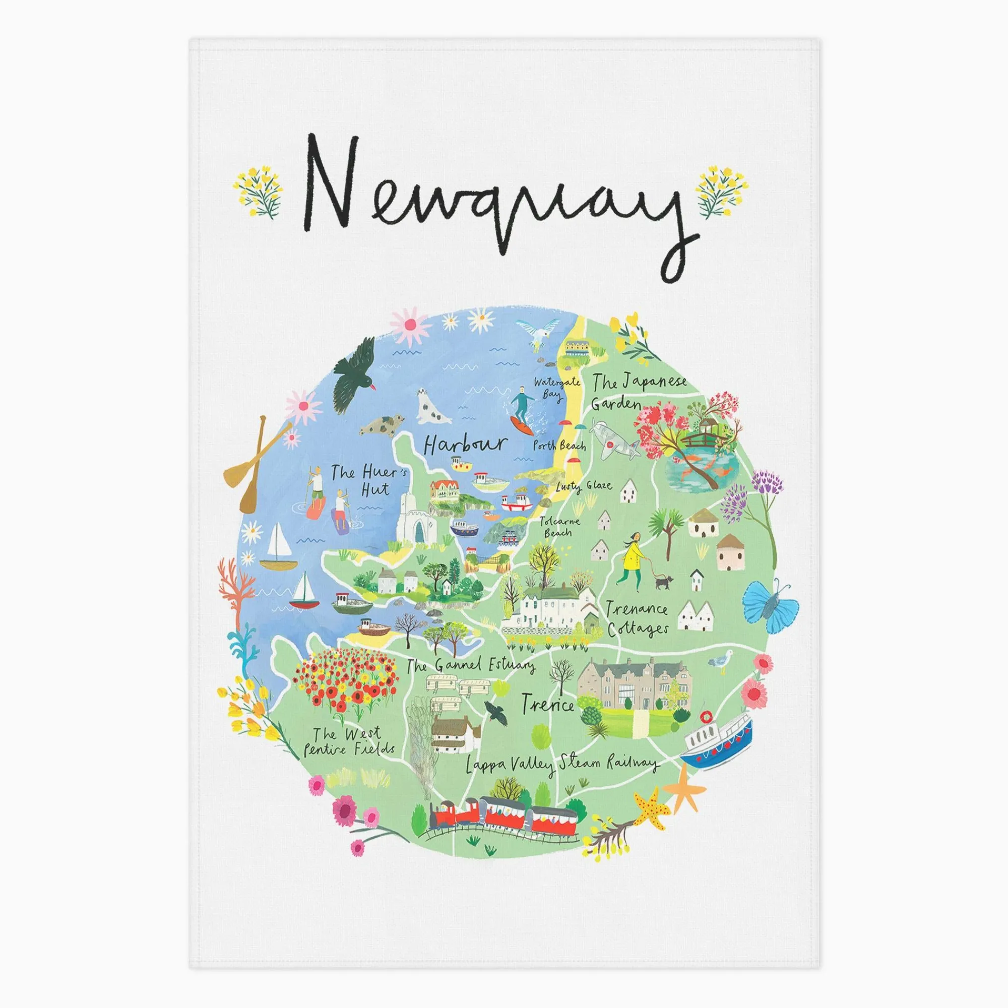 Under £20|Under £10*Whistlefish Newquay Map Tea Towel