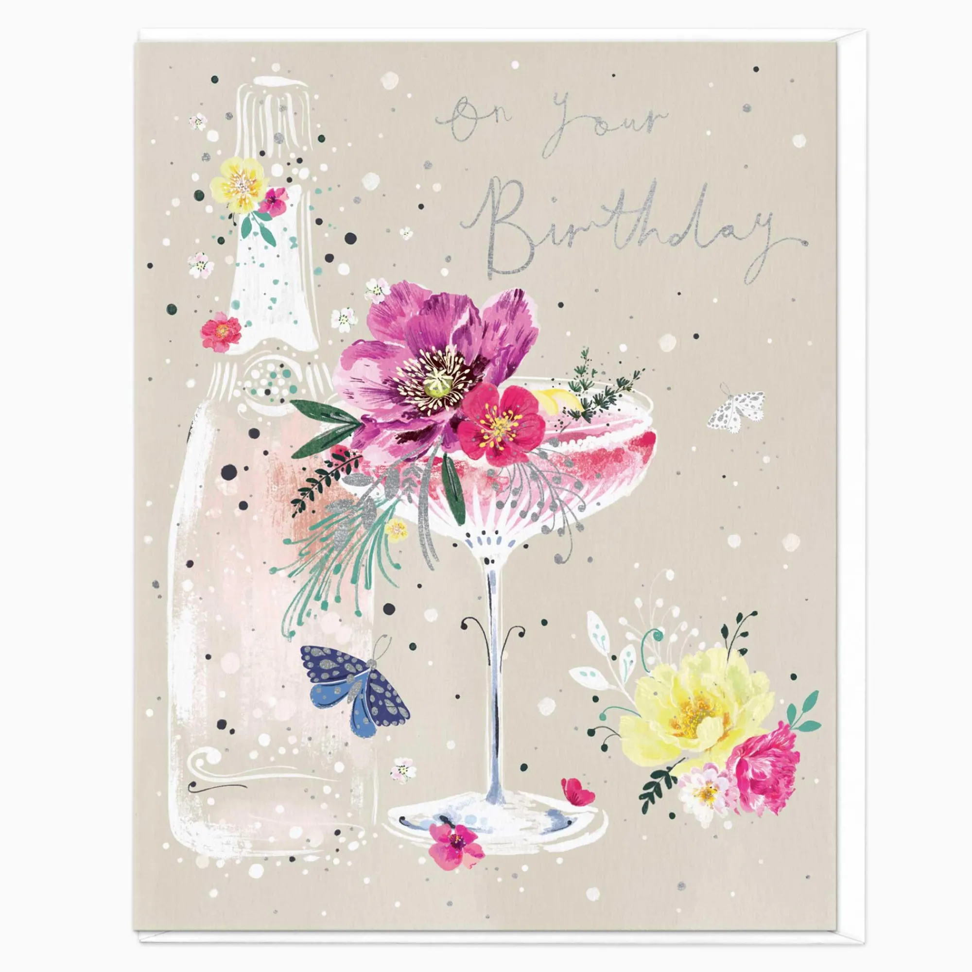 Birthday|For Her*Whistlefish On Your Birthday Floral Champagne Card