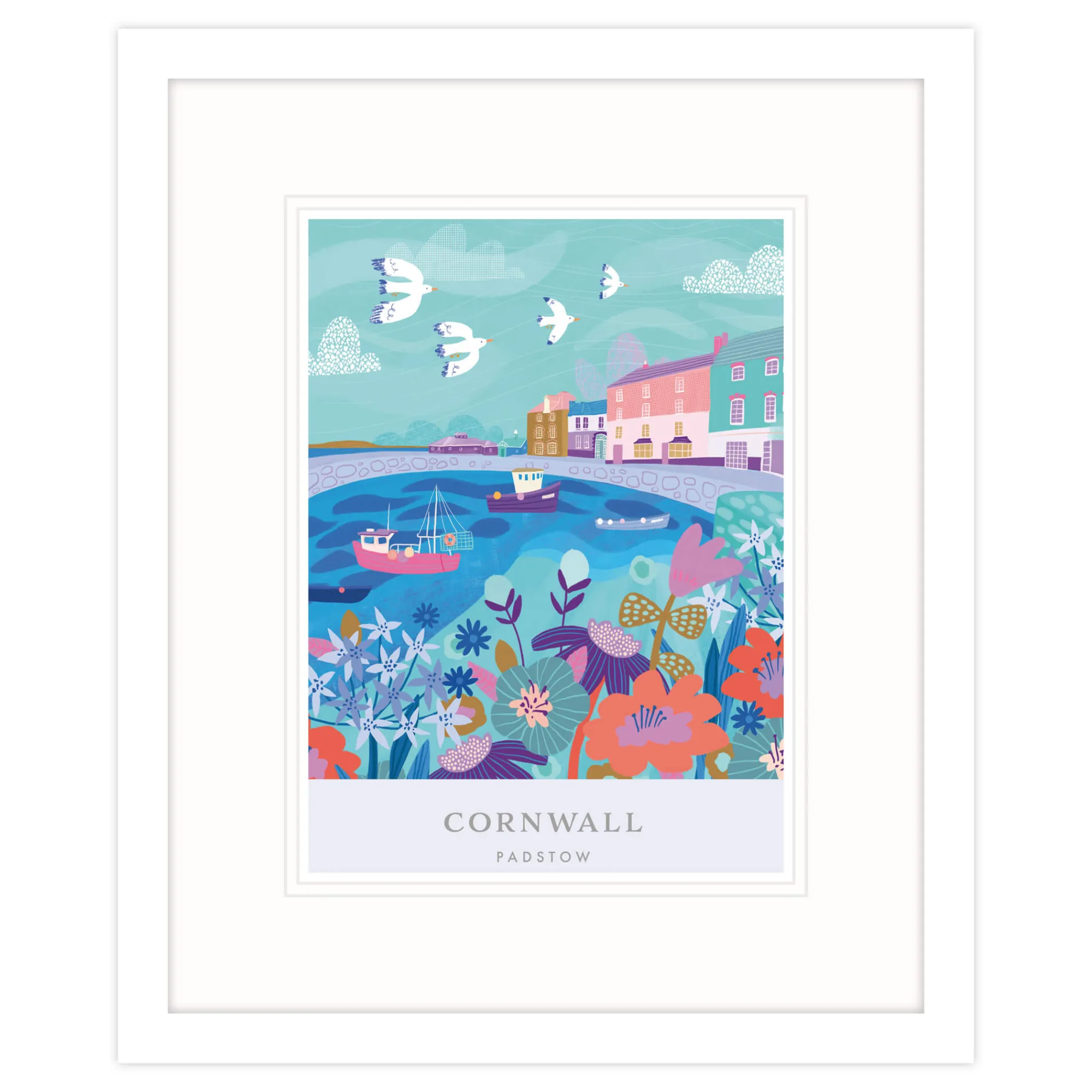 Padstow|Cornwall*Whistlefish Padstow Brights Medium Framed Print