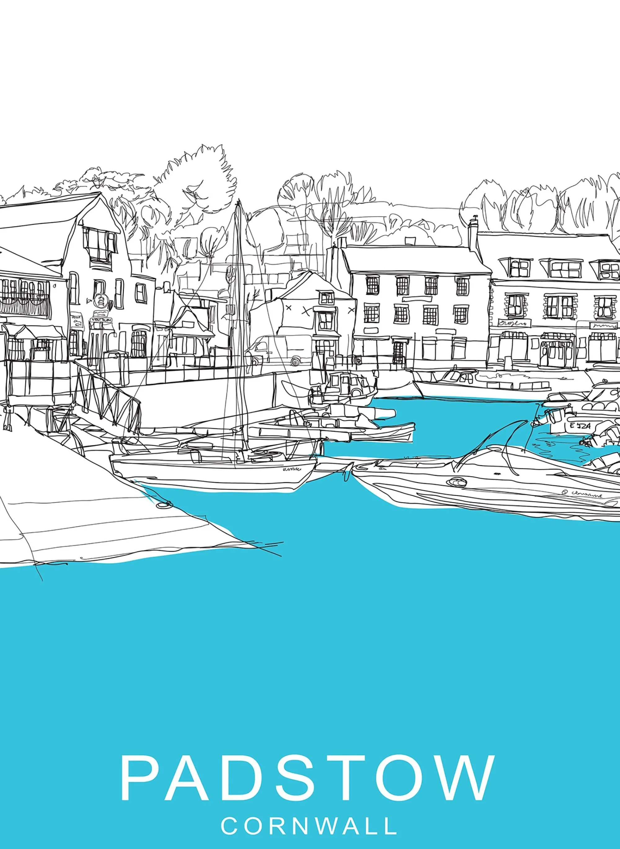 Unframed Prints*Whistlefish Padstow Cornwall Travel Art Print
