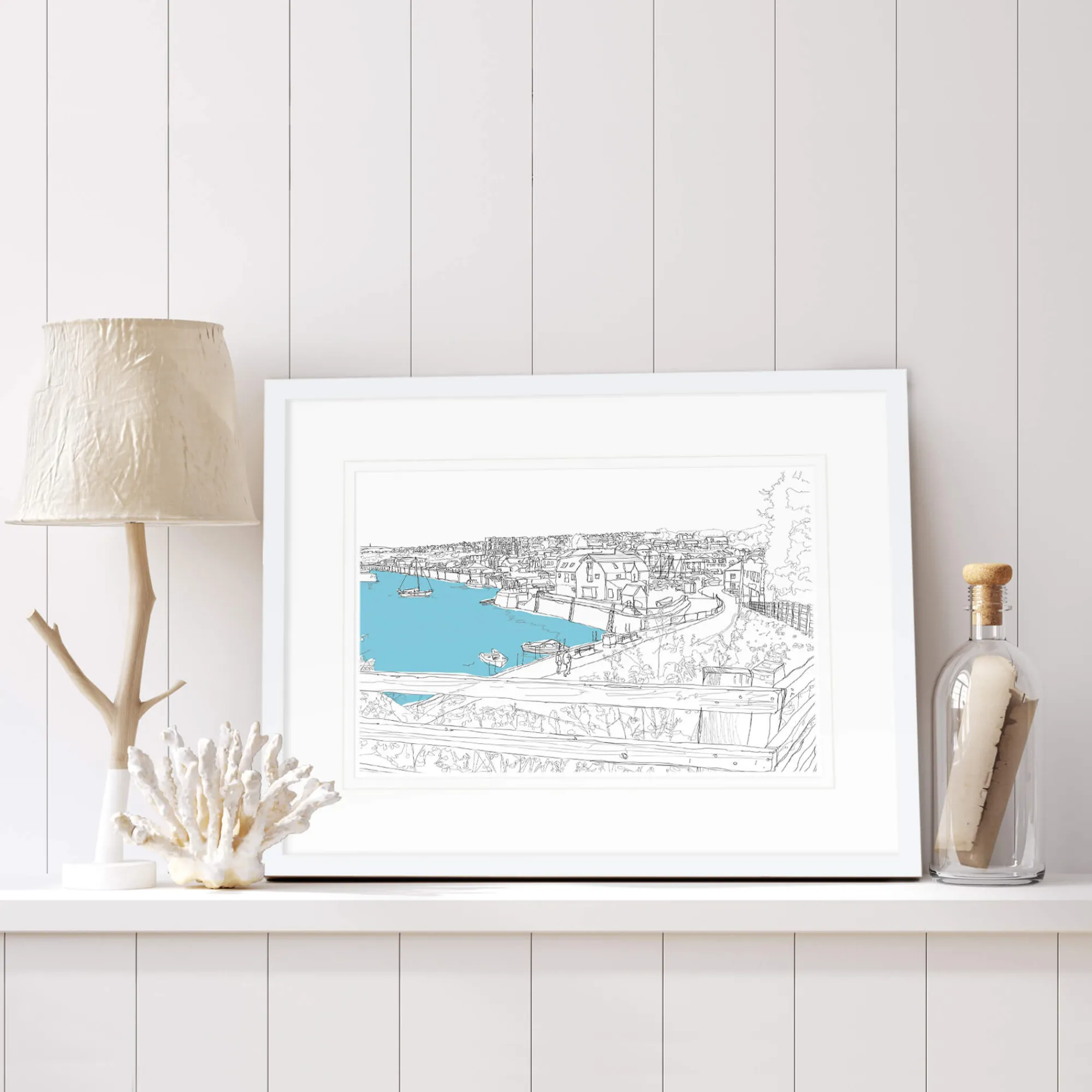 Padstow|Cornwall*Whistlefish Padstow Large Framed Print