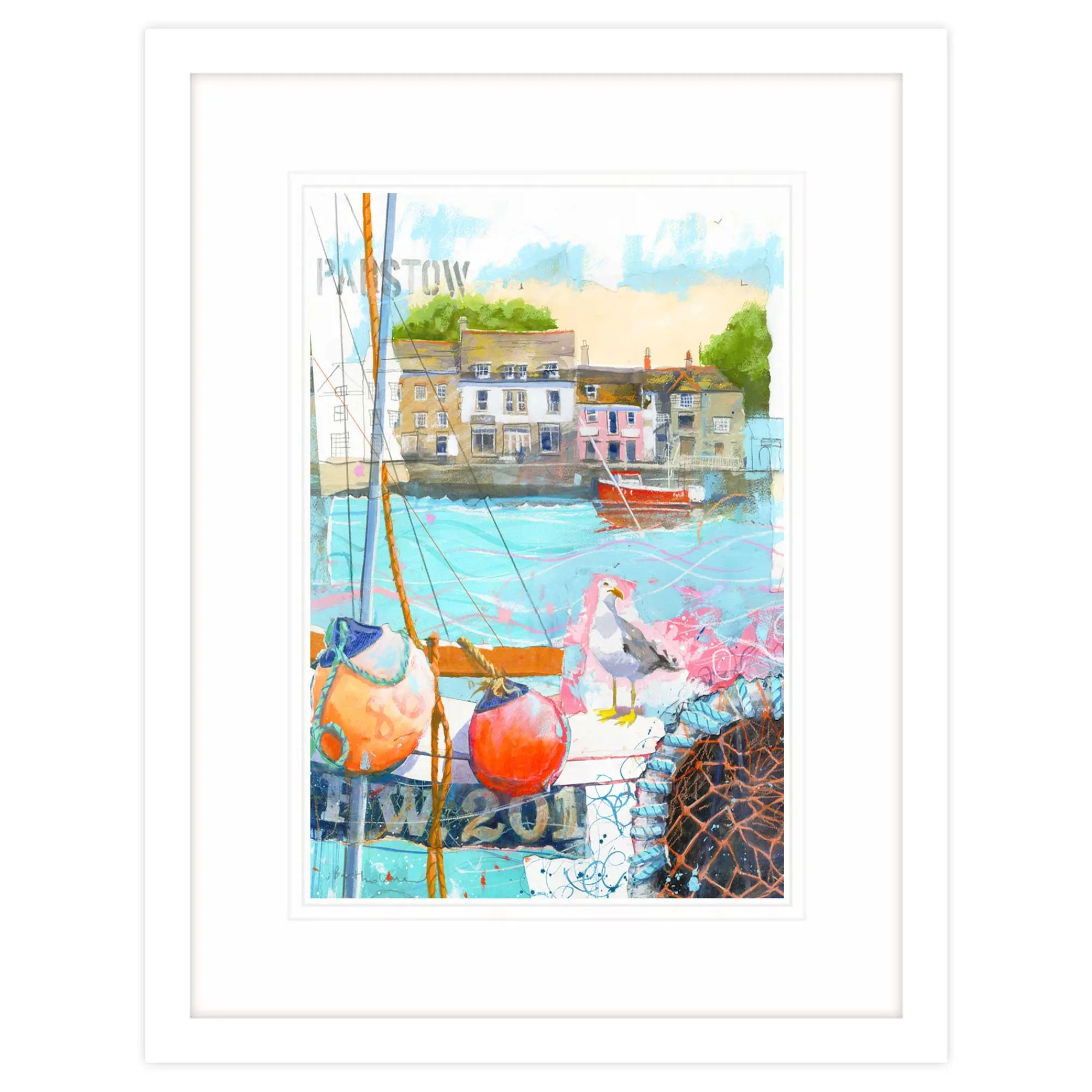 Padstow|Cornwall*Whistlefish Padstow Montage Large Framed Print