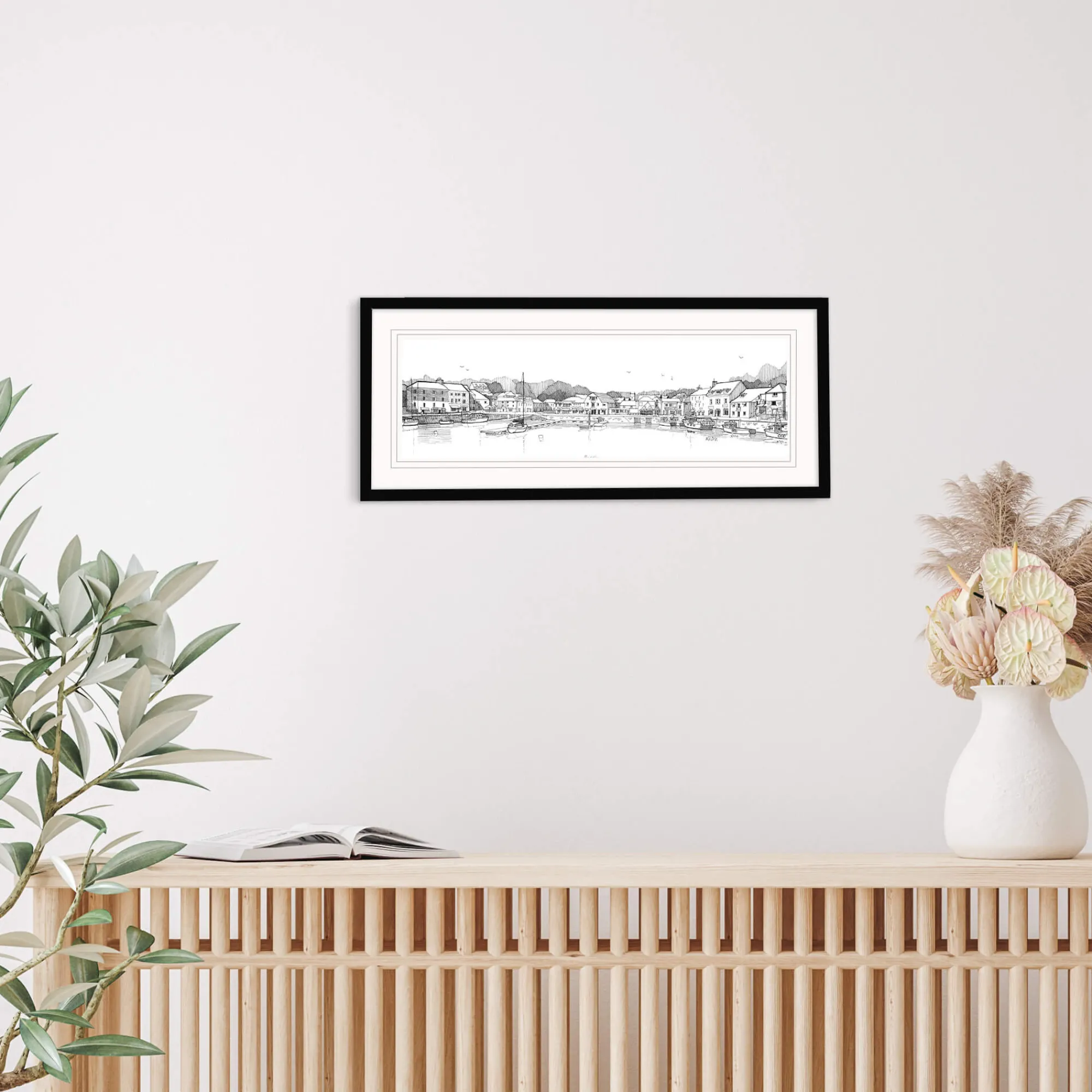 Padstow|Cornwall*Whistlefish Padstow Panoramic Docks Framed Print