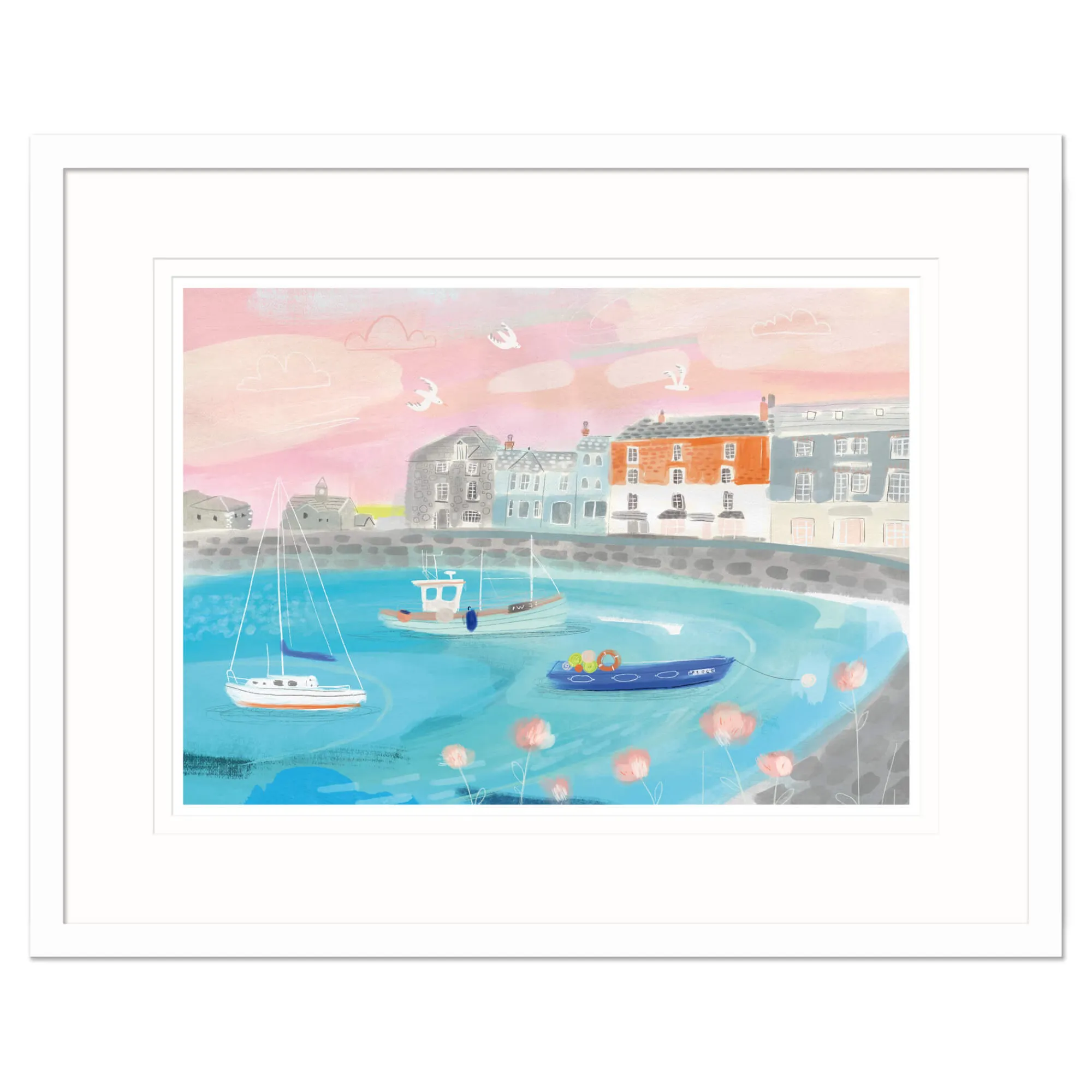 Padstow|Framed Prints*Whistlefish Padstow Pink Skies Framed Print