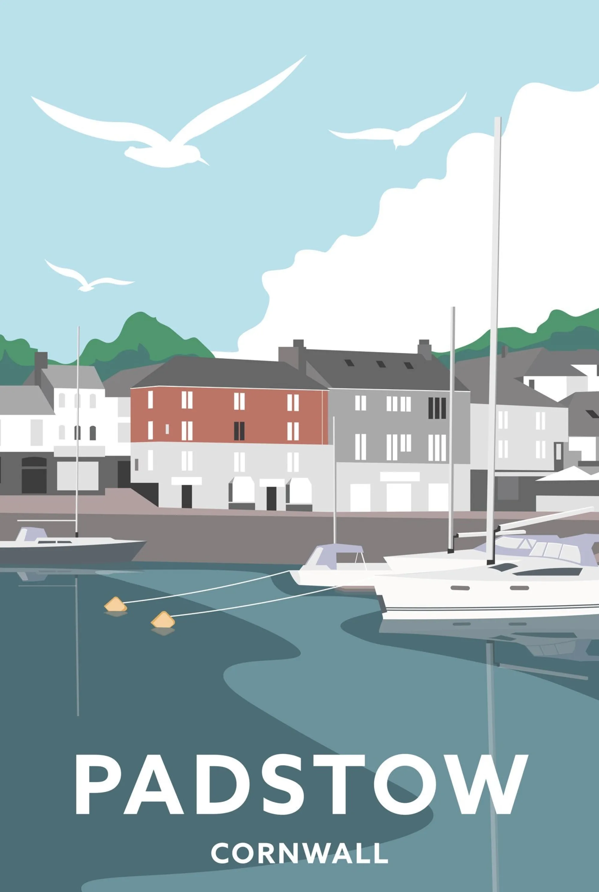 Unframed Prints*Whistlefish Padstow South Quay Travel Art Print