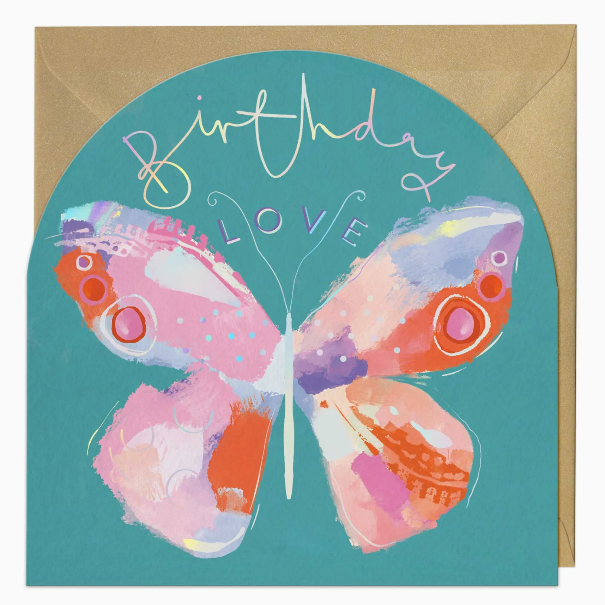 Birthday|For Her*Whistlefish Painterly Butterfly Birthday Arch Card