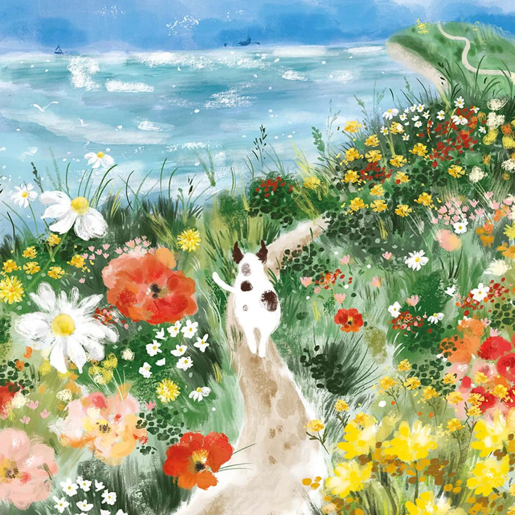 Floral & Flowers|Coastal Scenes*Whistlefish Patch Among the Wildflowers Framed Print