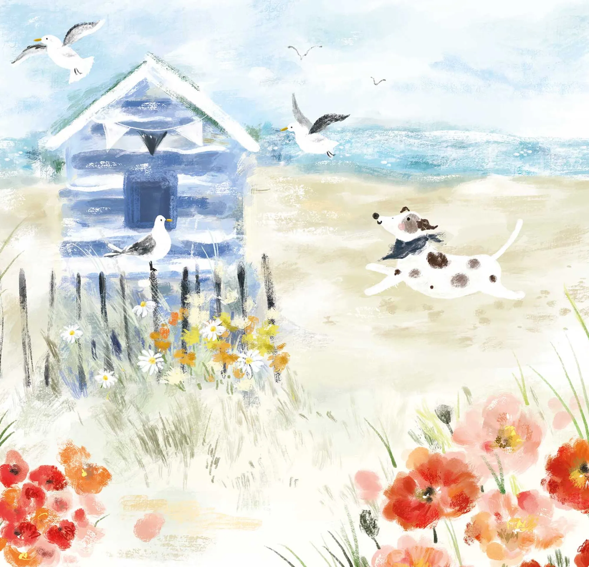 Floral & Flowers|Coastal Scenes*Whistlefish Patch by the Beach Hut Framed Canvas