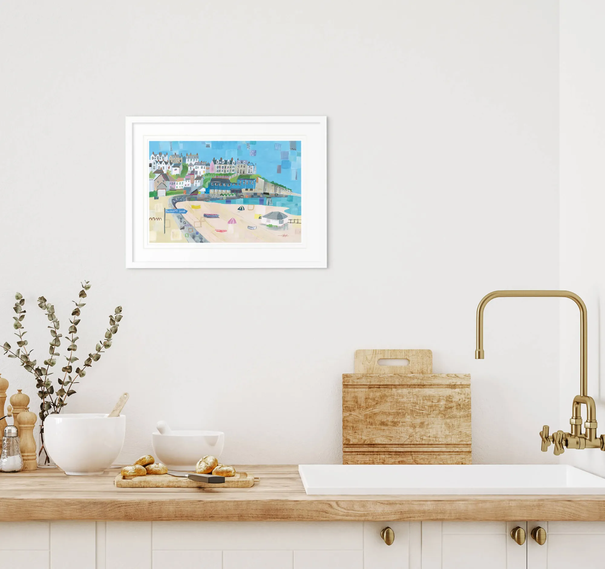 Cornwall|Coastal Scenes*Whistlefish Perranporth Beach Small Framed Print