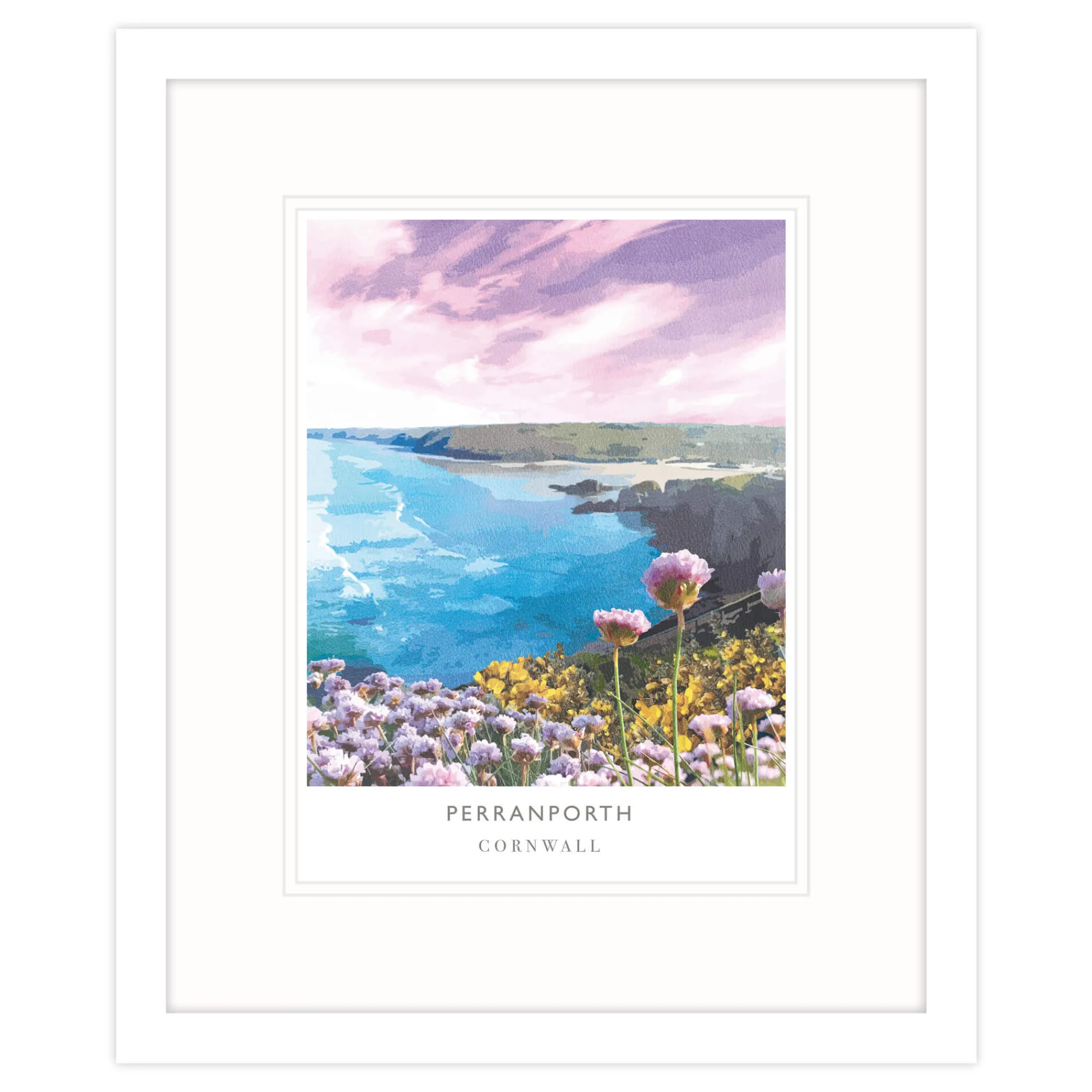 Cornwall|Travel*Whistlefish Perranporth Coastal Travel Framed Print