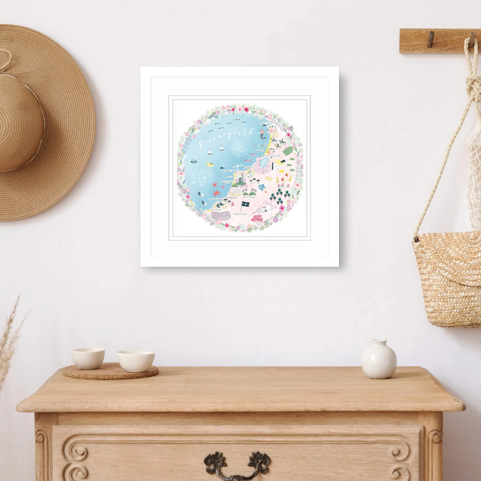 Framed Prints*Whistlefish Perranporth Map Framed Print