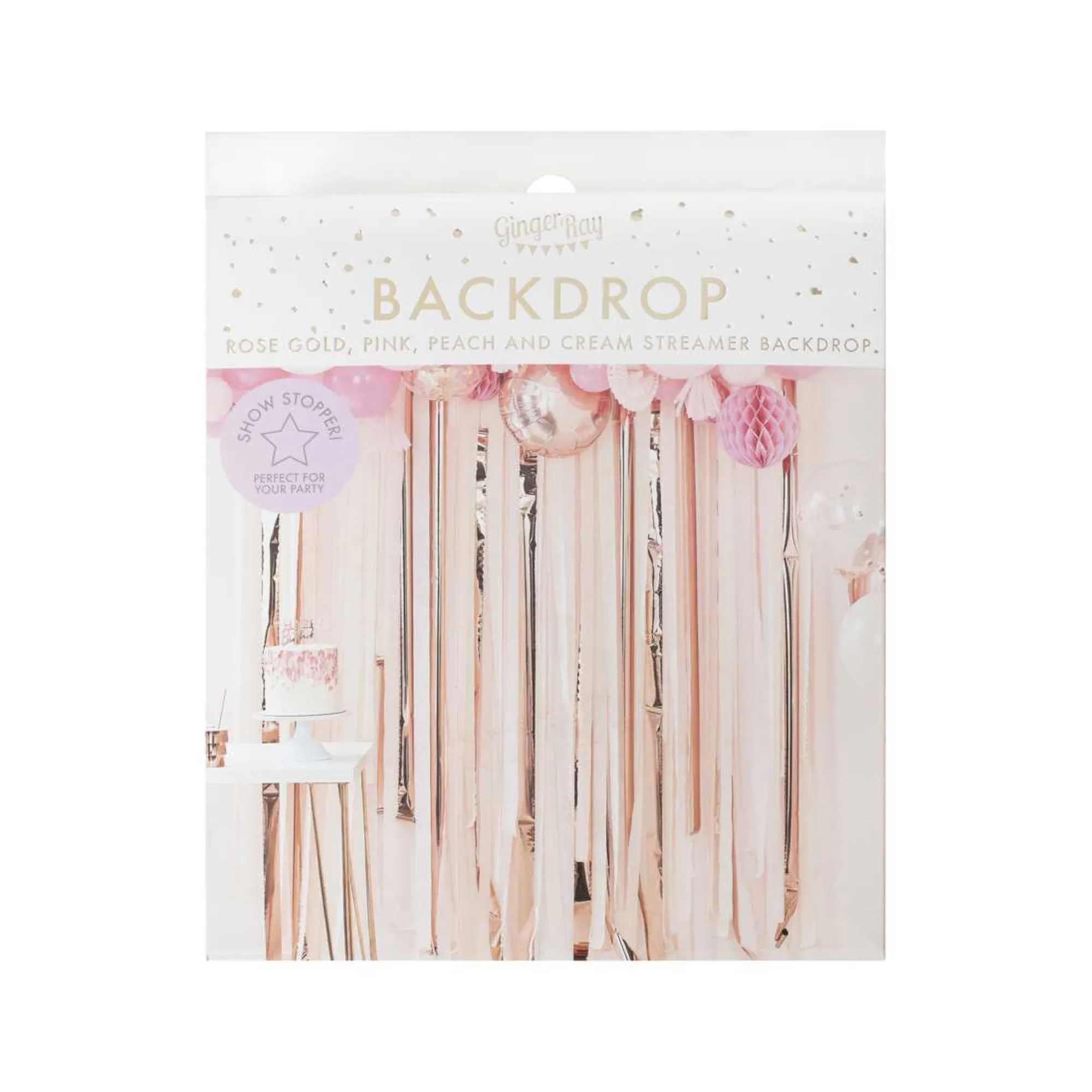 Backdrops|Birthday*Whistlefish Pink & Rose Gold Party Streamer Backdrop