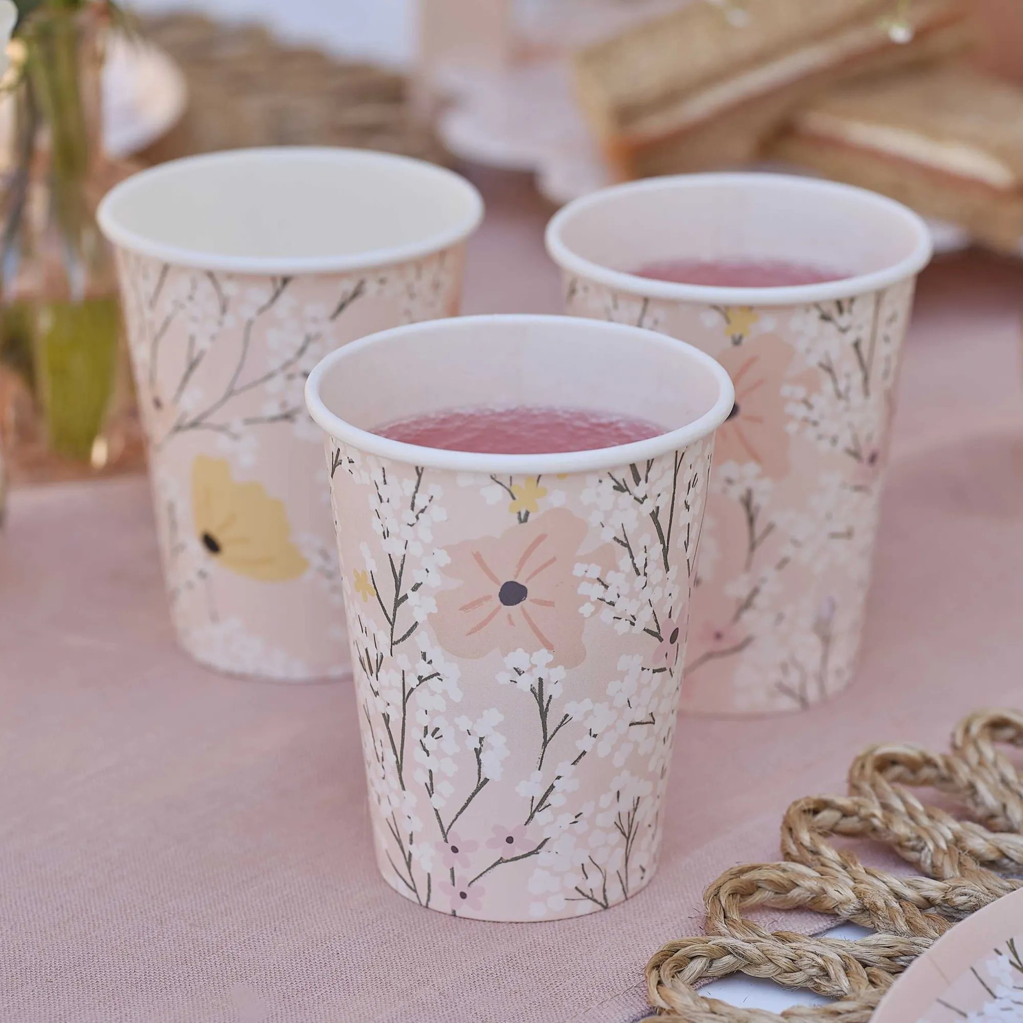 Paper Cups|Floral*Whistlefish Pink Floral Party Cups