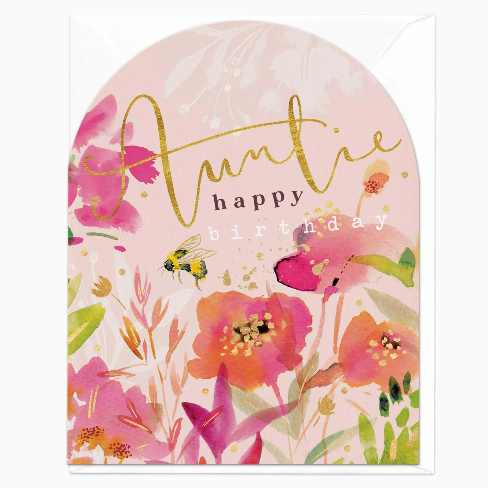 Birthday|For Relatives*Whistlefish Pink Poppies Auntie Birthday Card